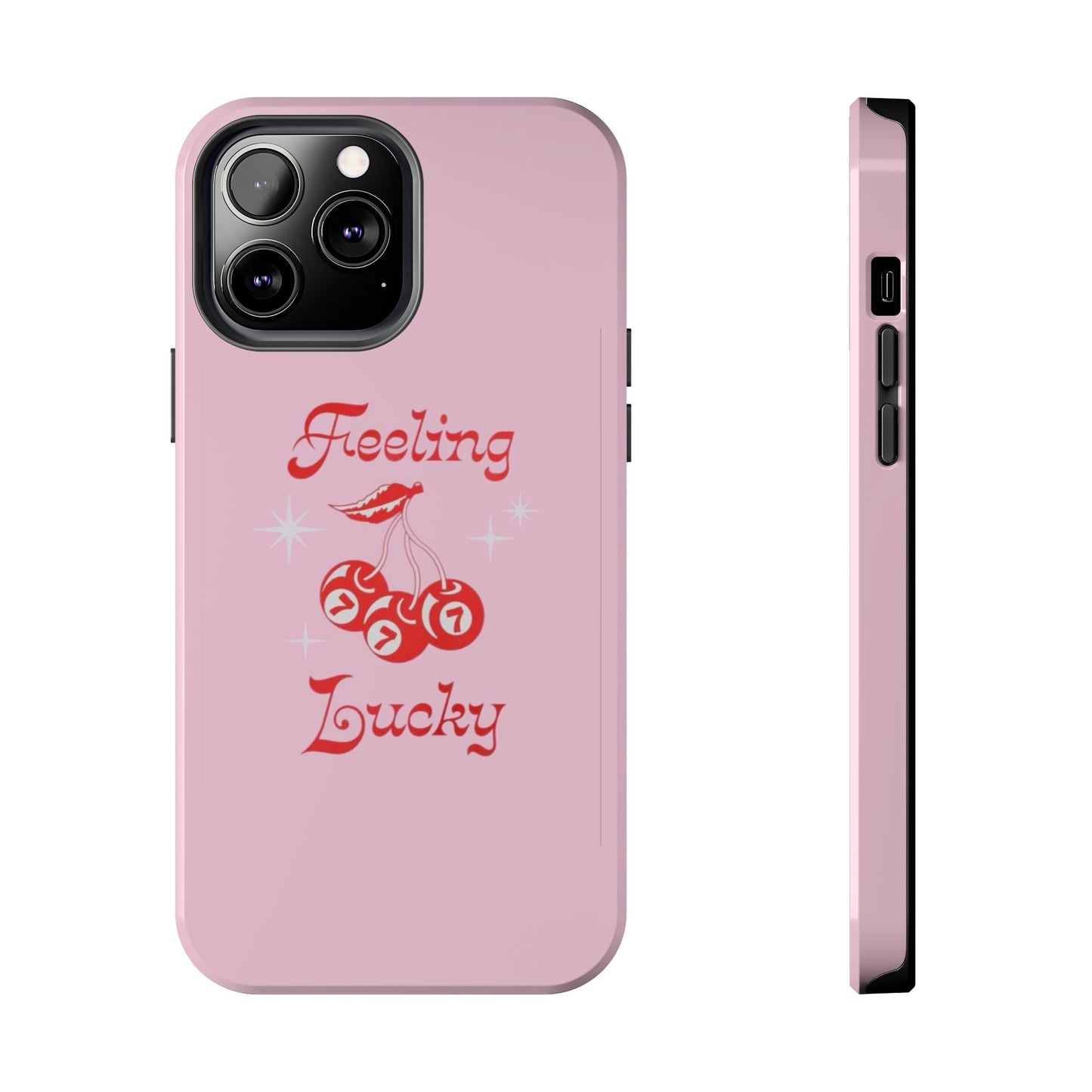 Feeling Lucky Pink Aesthetic Glossy Phone Case, Affirmations