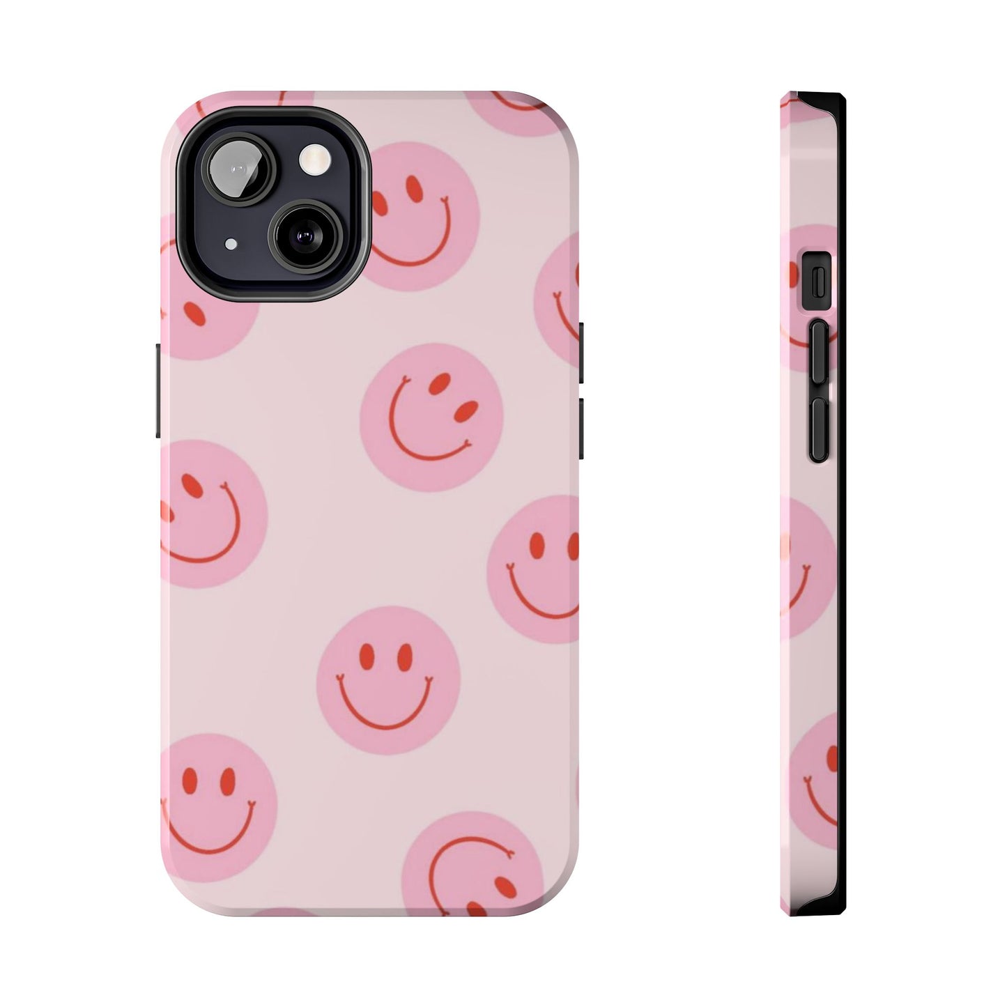 Smiley Face Pink Aesthetic Glossy Phone Case