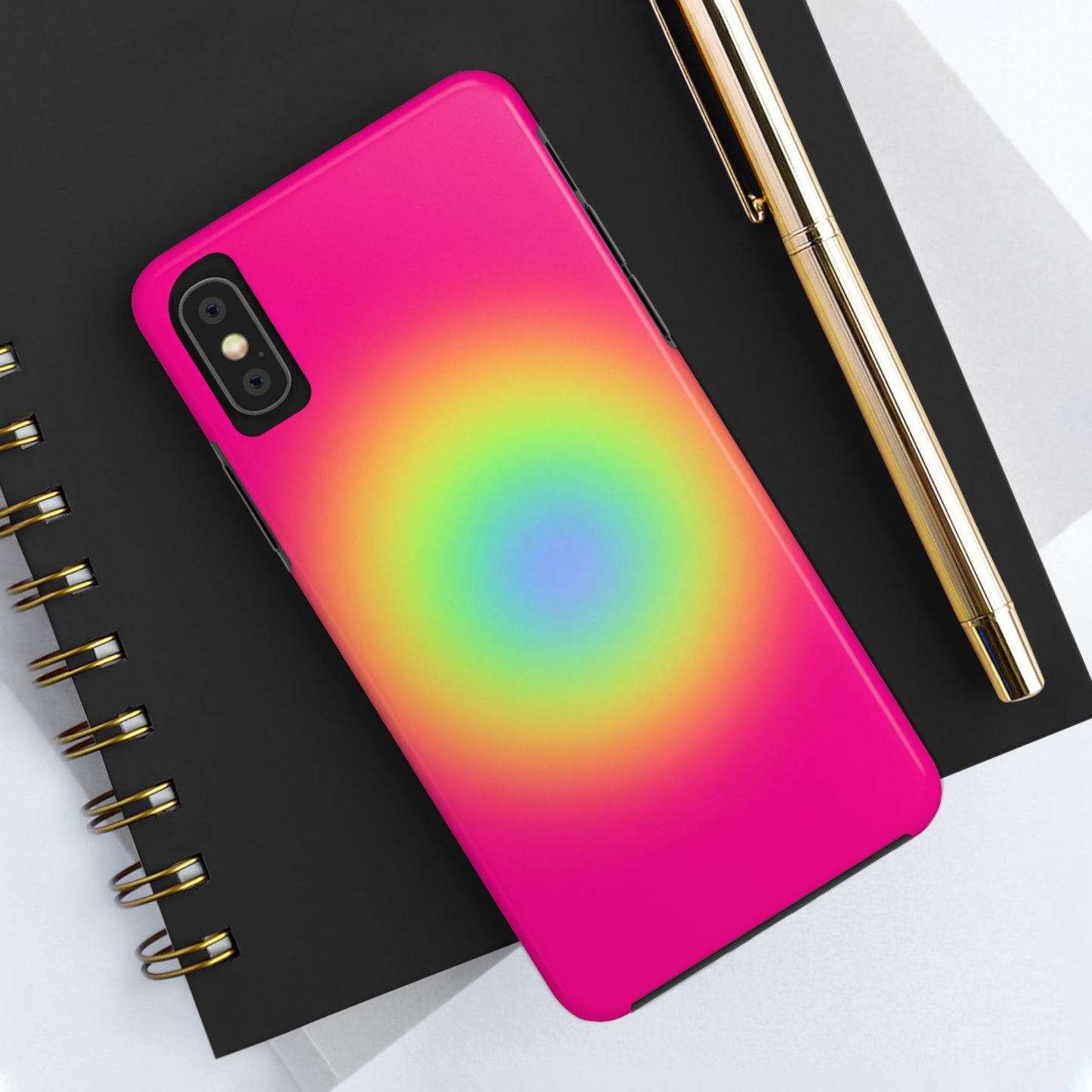 Pink Aura Phone Case, Pink, Yellow, Trendy, Clean Girl Aesthetic, Preppy, Glossy Phone Case