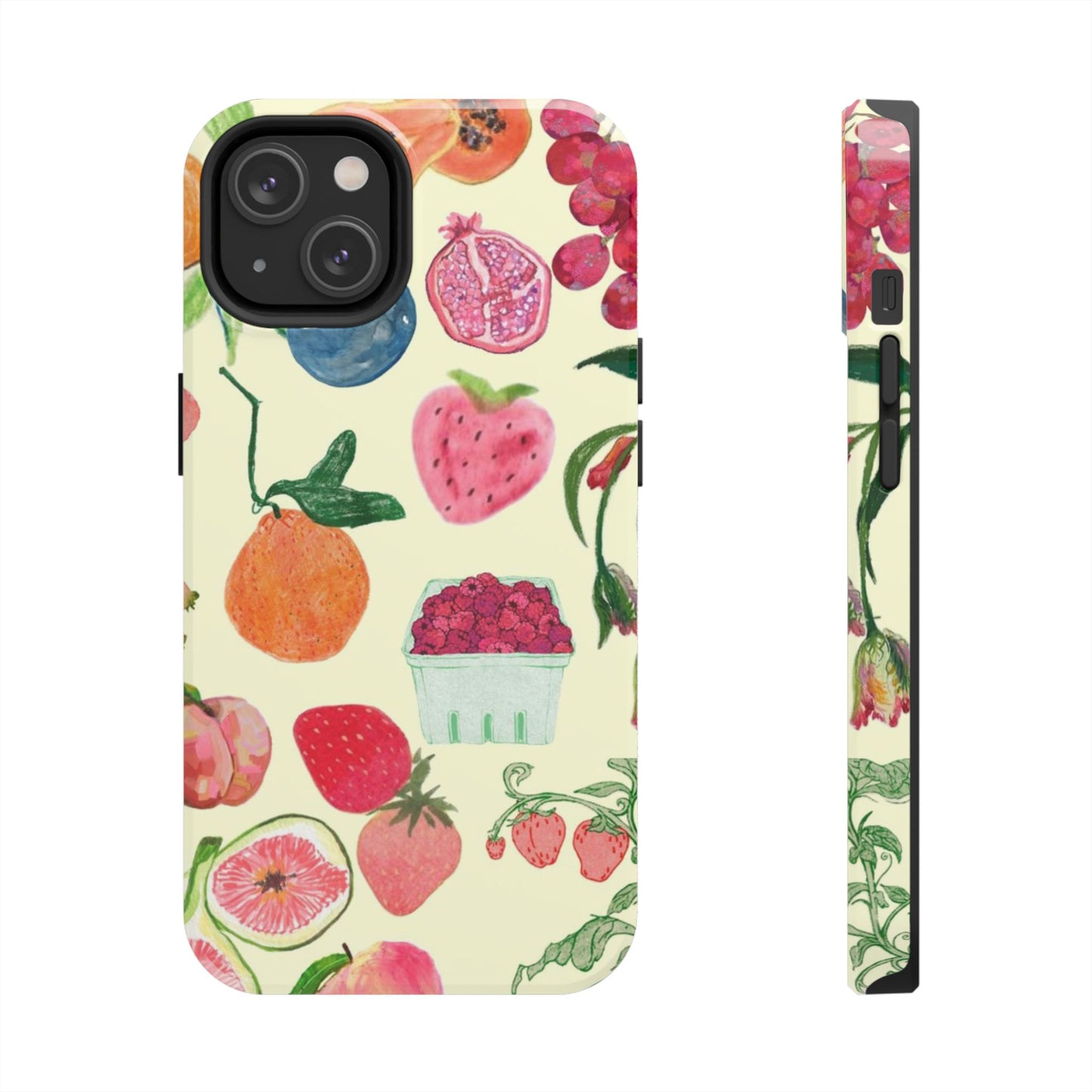 Fruit Print Phone Case, Yellow, Aesthetic, Hailey Bieber, Matilda Djerf, LA, Preppy, Clean Girl, Glossy Phone Case