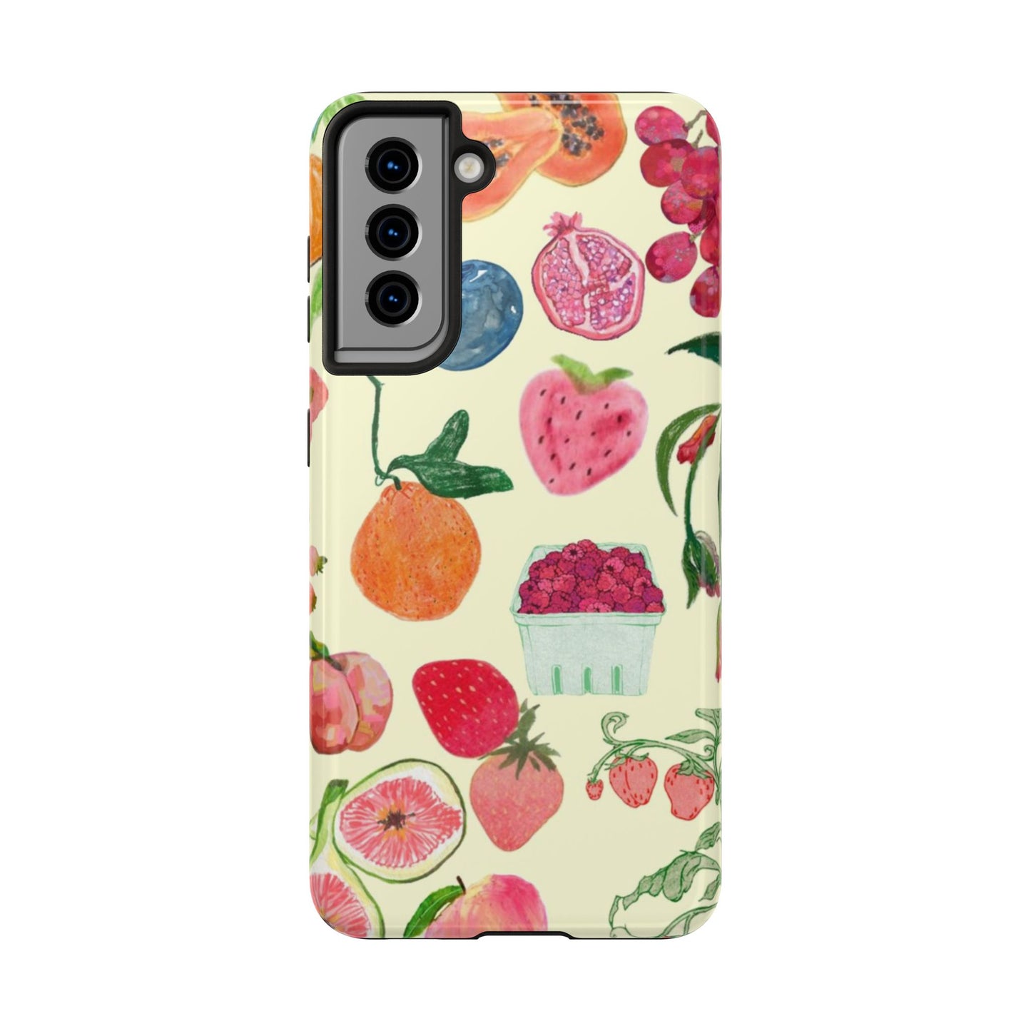 Fruit Print Phone Case, Yellow, Aesthetic, Hailey Bieber, Matilda Djerf, LA, Preppy, Clean Girl, Glossy Phone Case