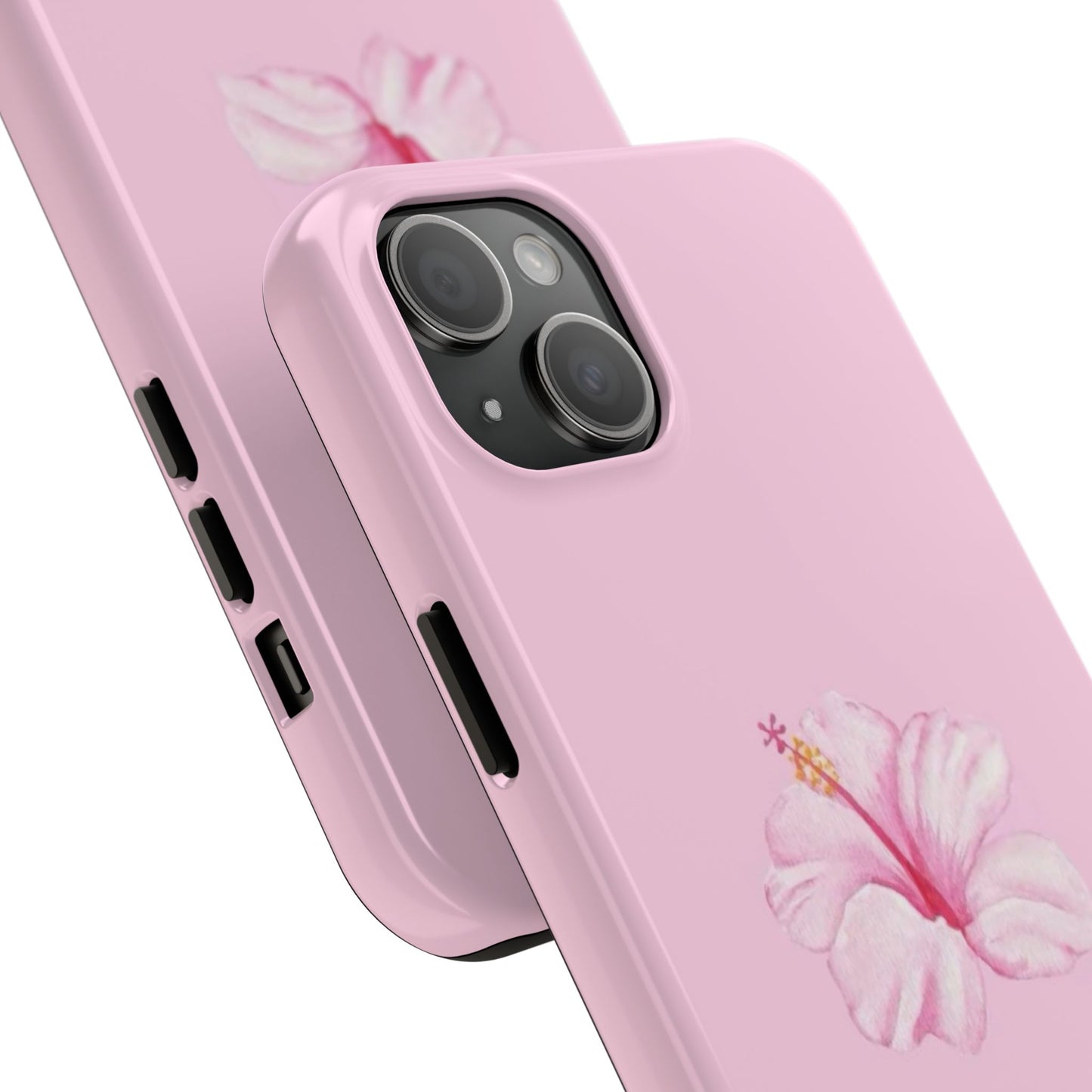 Hibiscus Flower Phone Case, Pink, Tropical, Hawaiin, Clean Girl Aesthetic, Preppy, Glossy Phone Case