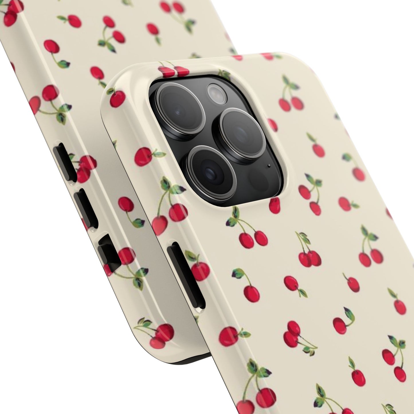Cherry Print Glossy Phone Case, Feminine, Cutesy
