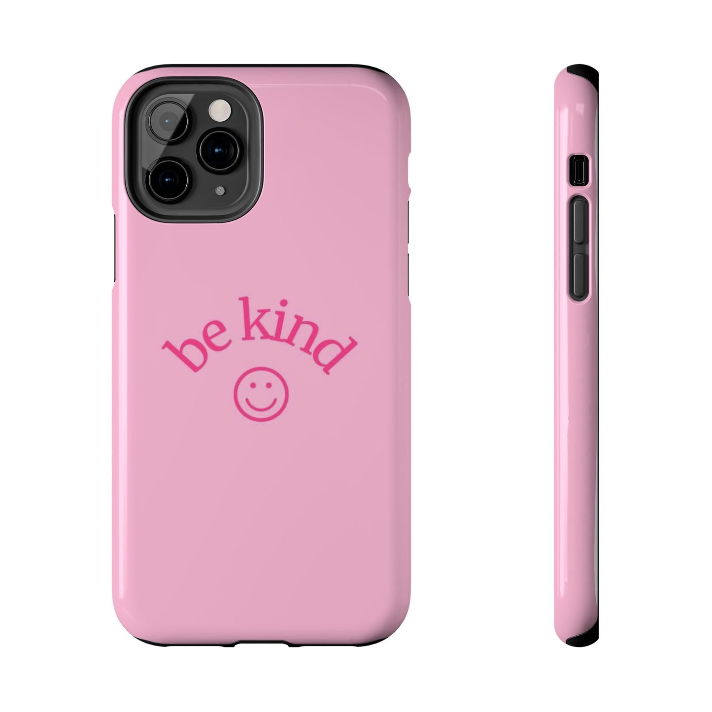 Be Kind Smiley Face Phone Case, Pink, Glossy