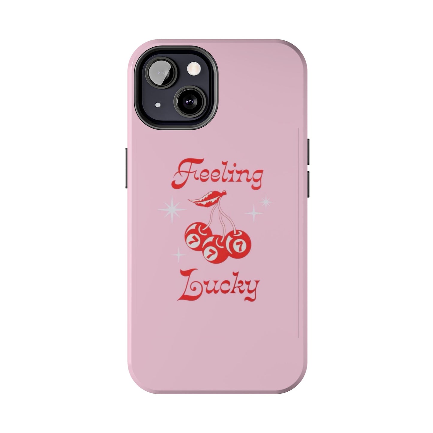 Feeling Lucky Pink Aesthetic Glossy Phone Case, Affirmations