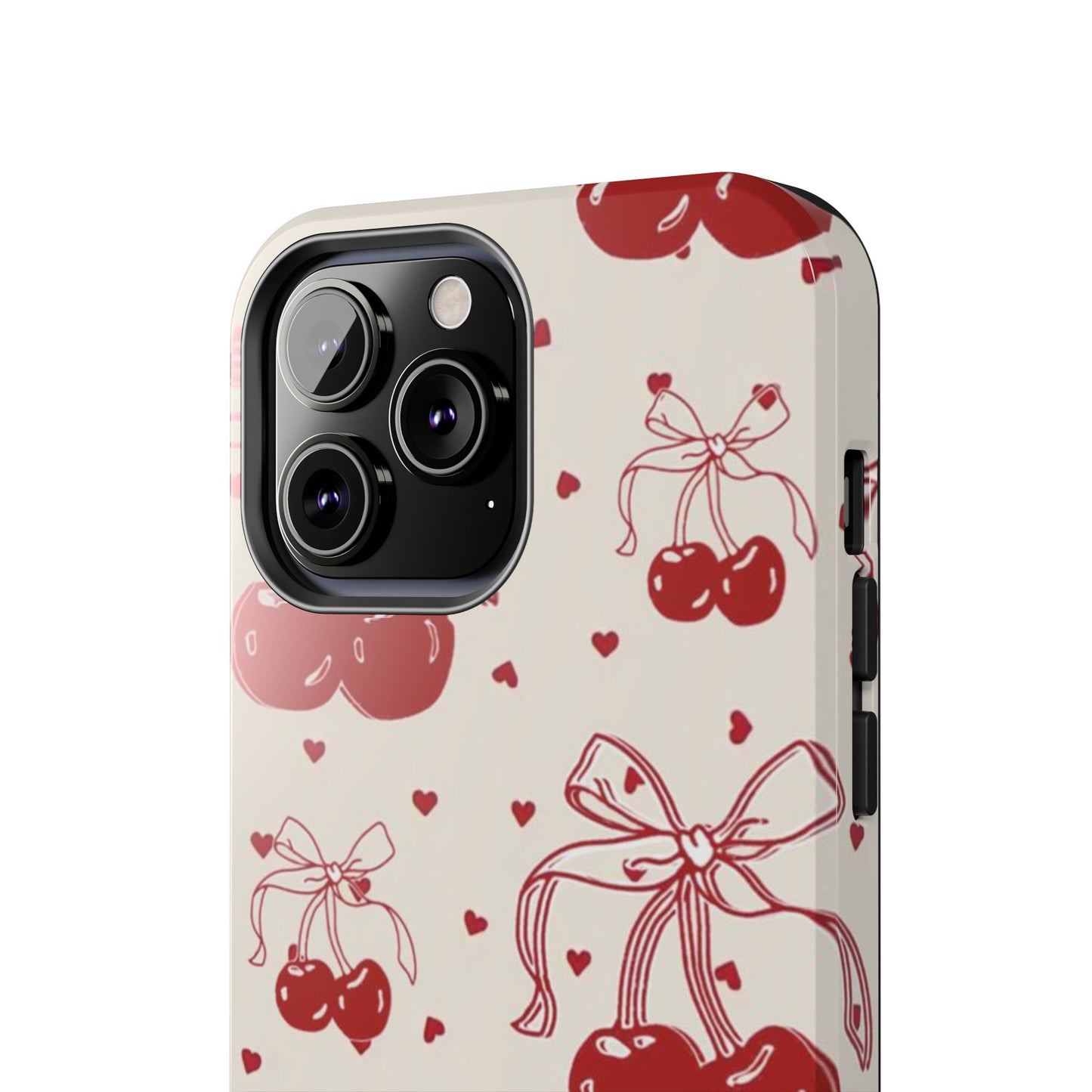 Red Cherry Pattern Fashion Aesthetic Glossy Phone Case