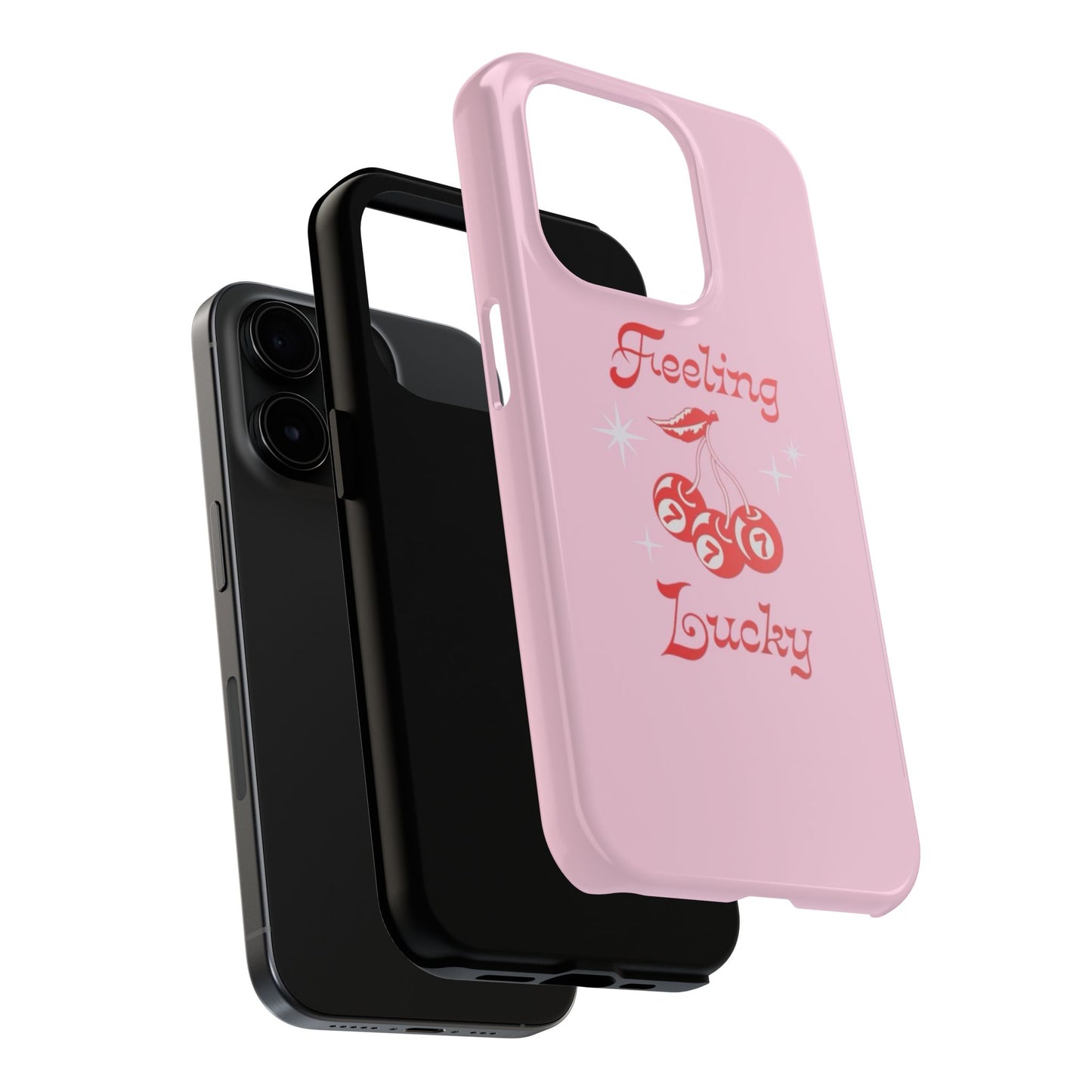 Feeling Lucky Pink Aesthetic Glossy Phone Case, Affirmations