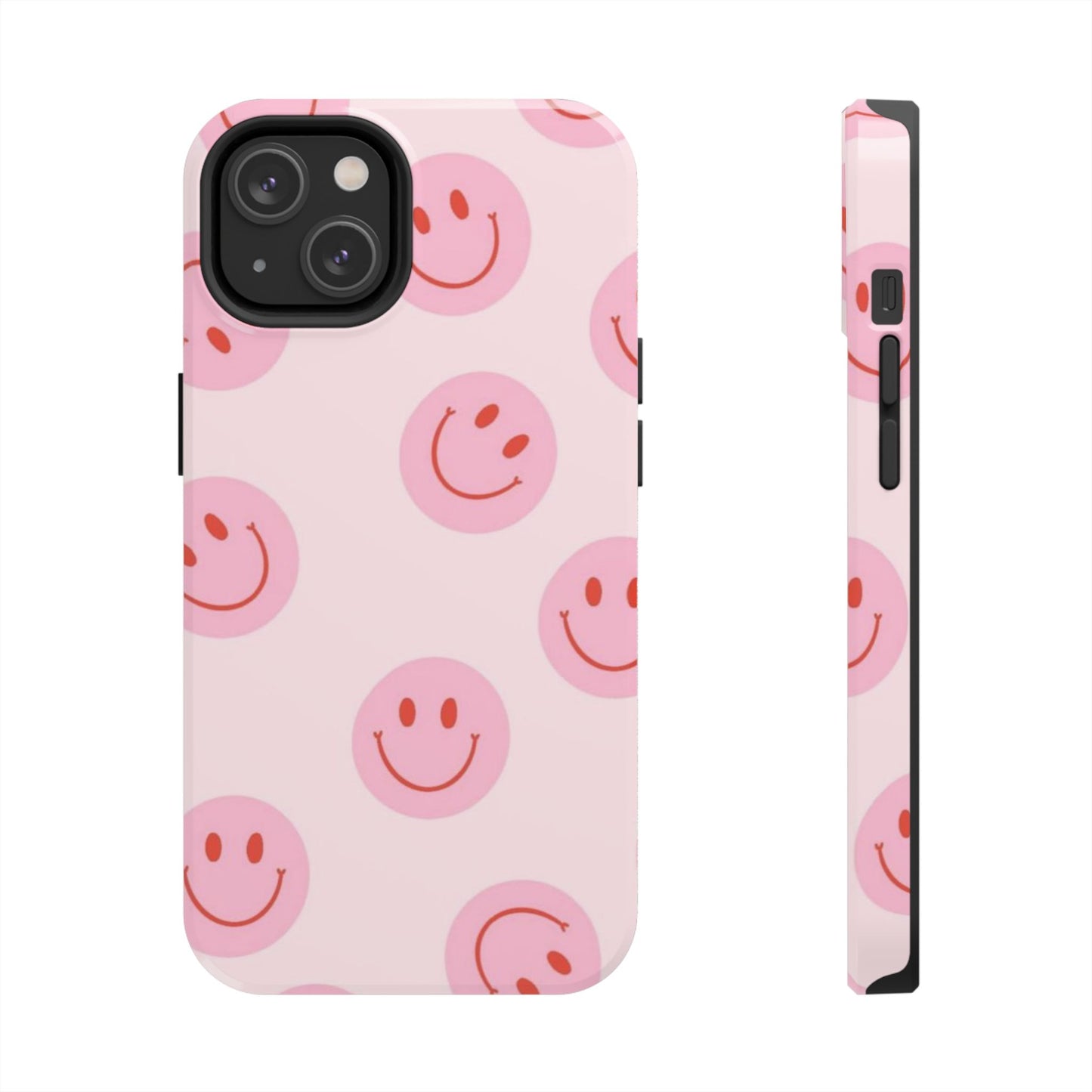 Smiley Face Pink Aesthetic Glossy Phone Case