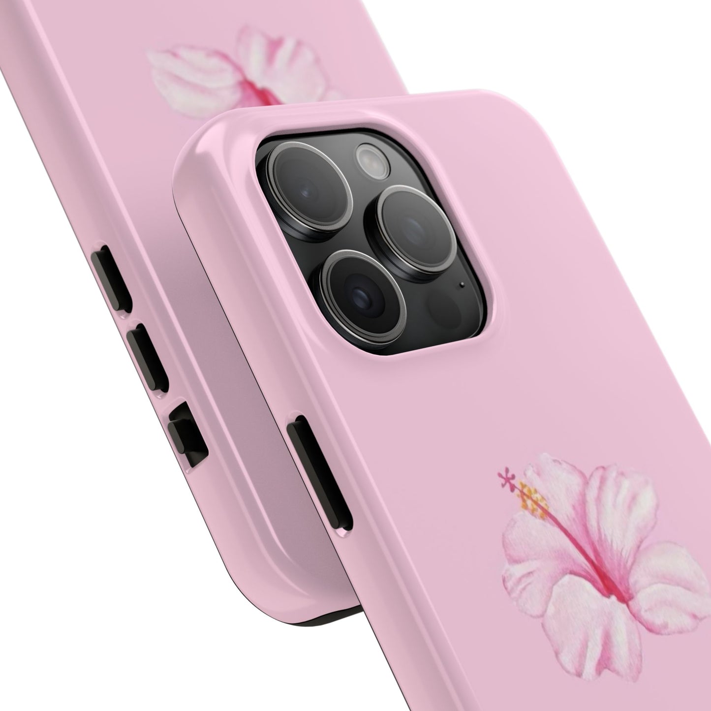 Hibiscus Flower Phone Case, Pink, Tropical, Hawaiin, Clean Girl Aesthetic, Preppy, Glossy Phone Case