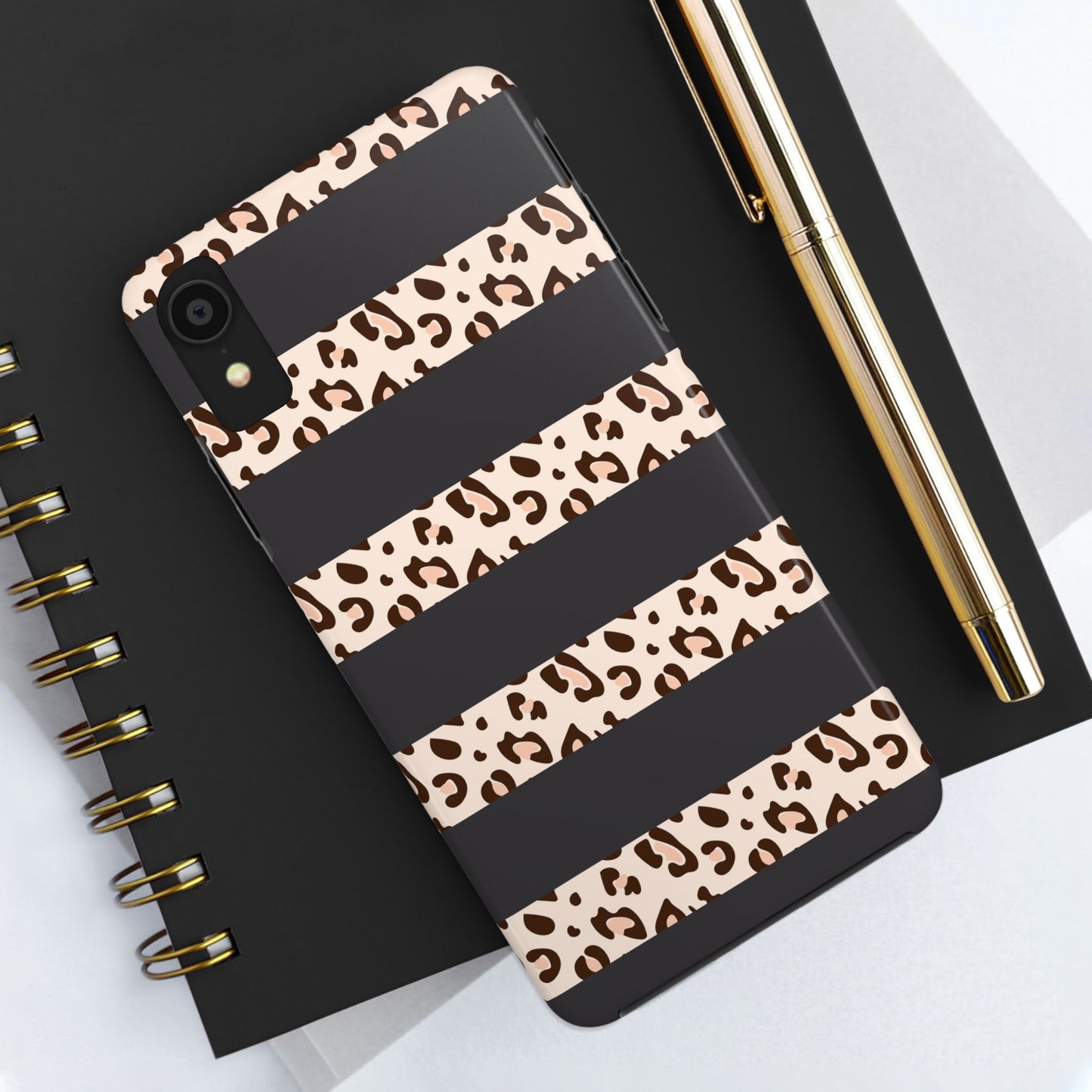 Cheetah Print Striped iPhone Case – Black Striped Cheetah Print Aesthetic