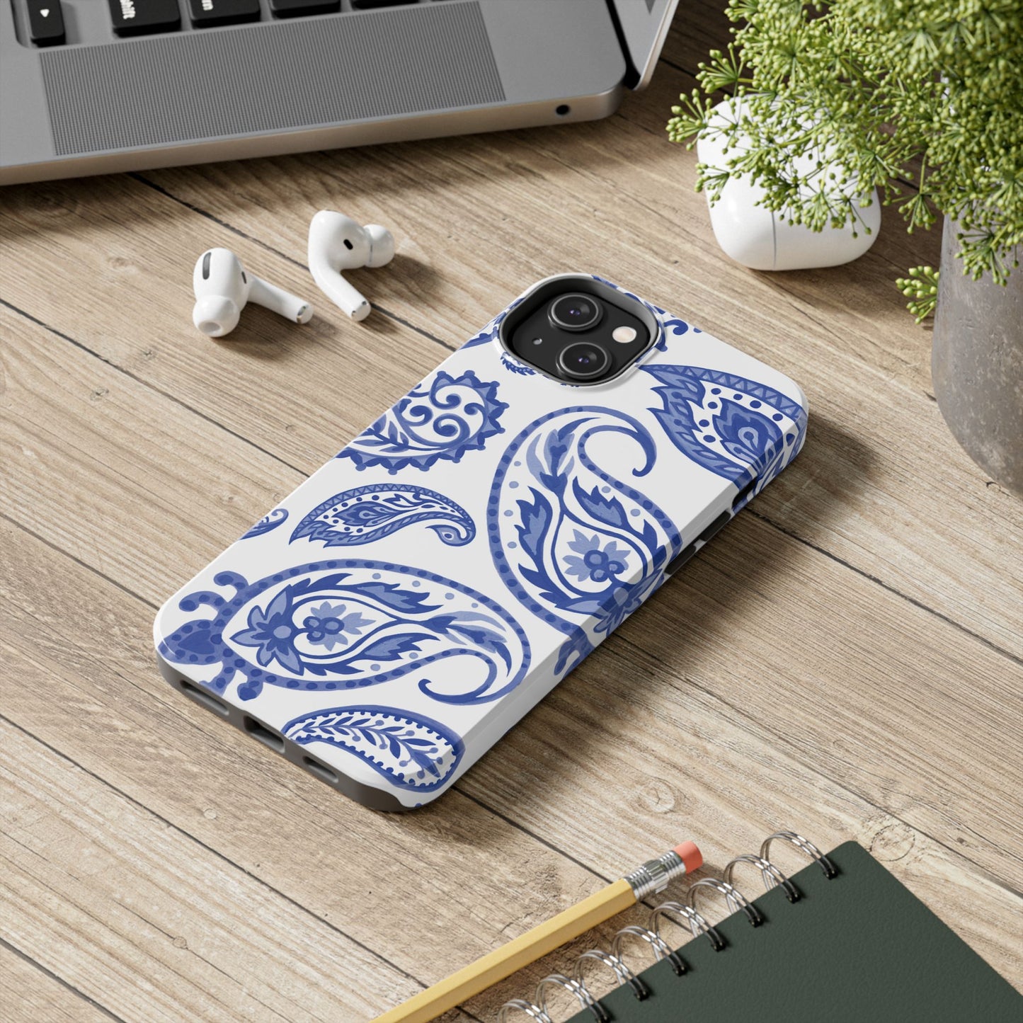 Paisley Blue and White phone case