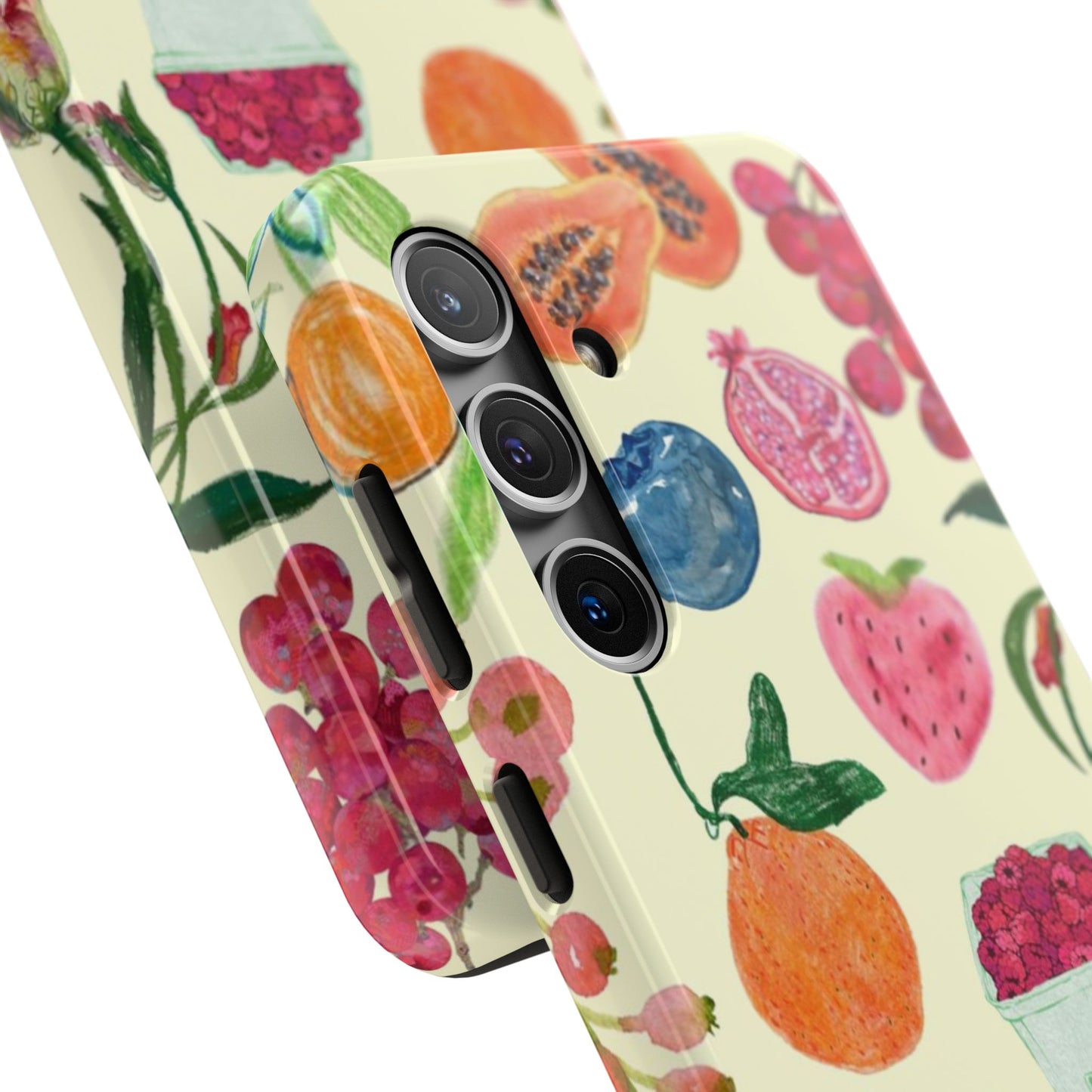 Fruit Print Phone Case, Yellow, Aesthetic, Hailey Bieber, Matilda Djerf, LA, Preppy, Clean Girl, Glossy Phone Case