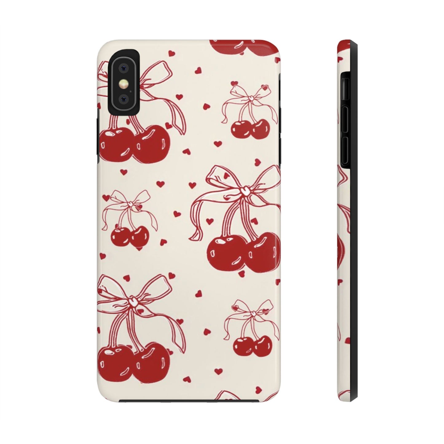 Red Cherry Pattern Fashion Aesthetic Glossy Phone Case