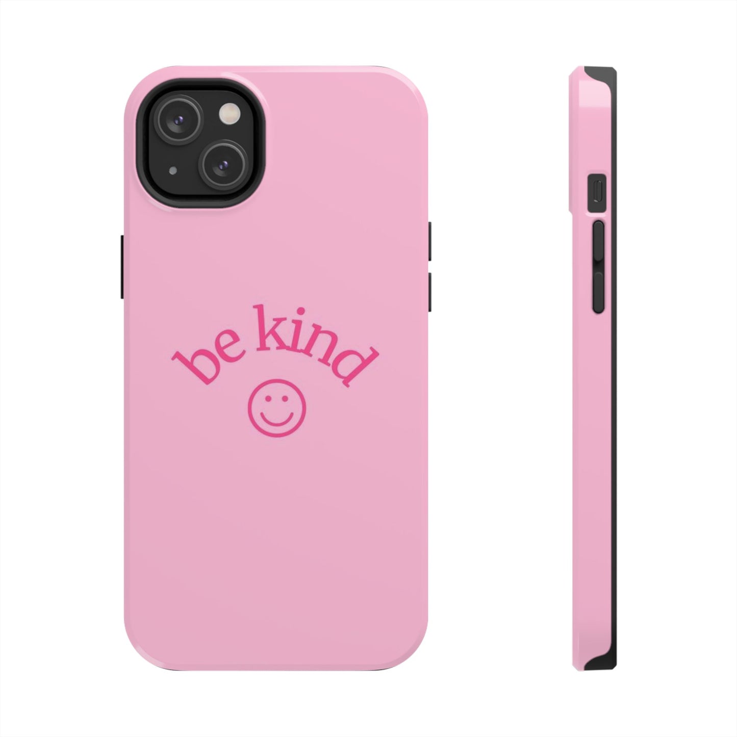Be Kind Smiley Face Phone Case, Pink, Glossy