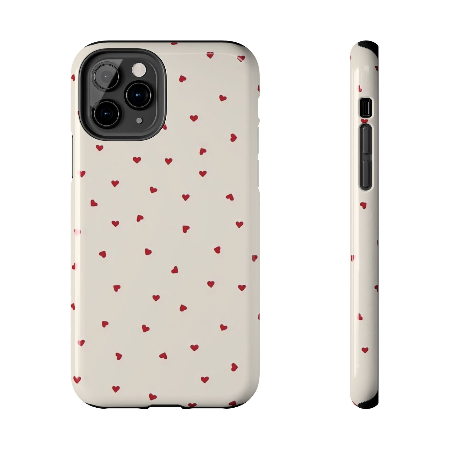 Glossy Phone Case, Red Heart Print, Coquette, Aesthetic Phone Case