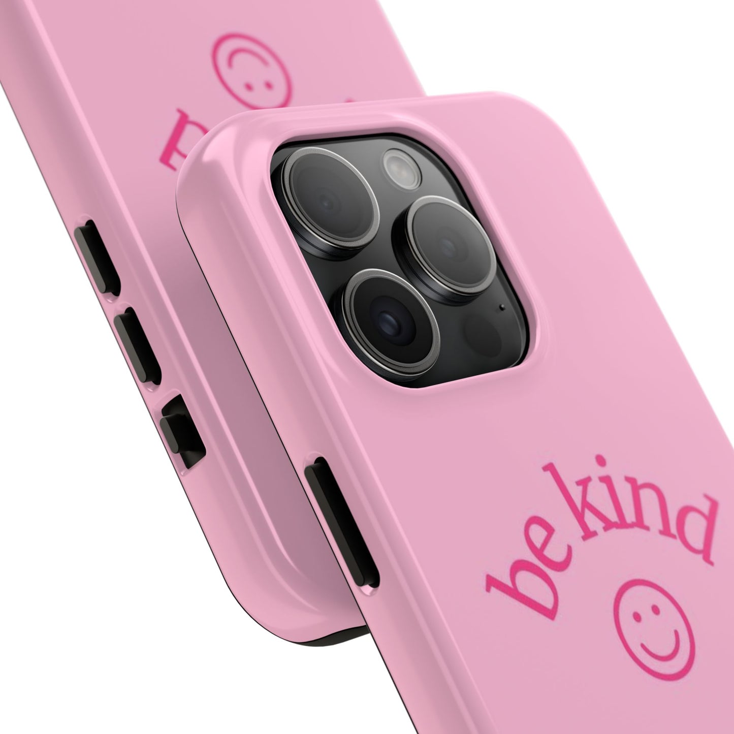 Be Kind Smiley Face Phone Case, Pink, Glossy