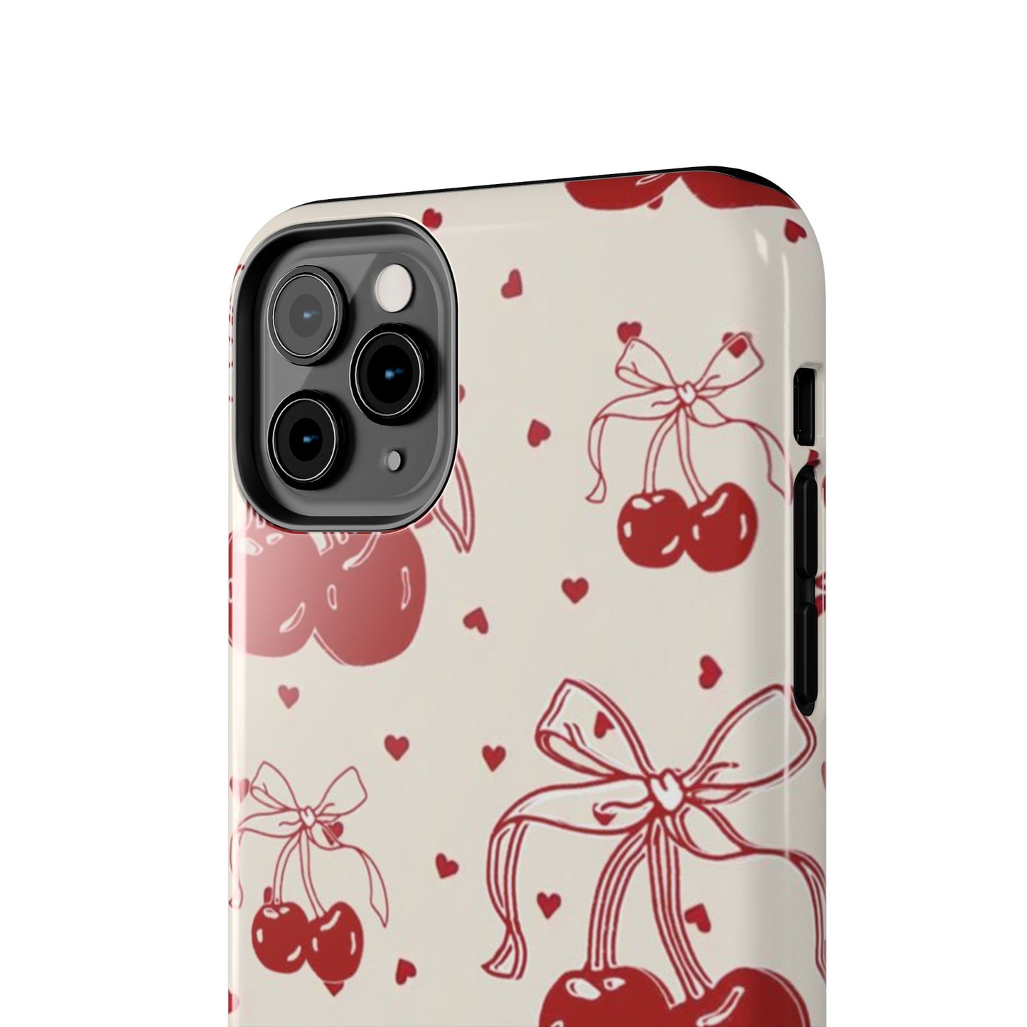 Red Cherry Pattern Fashion Aesthetic Glossy Phone Case