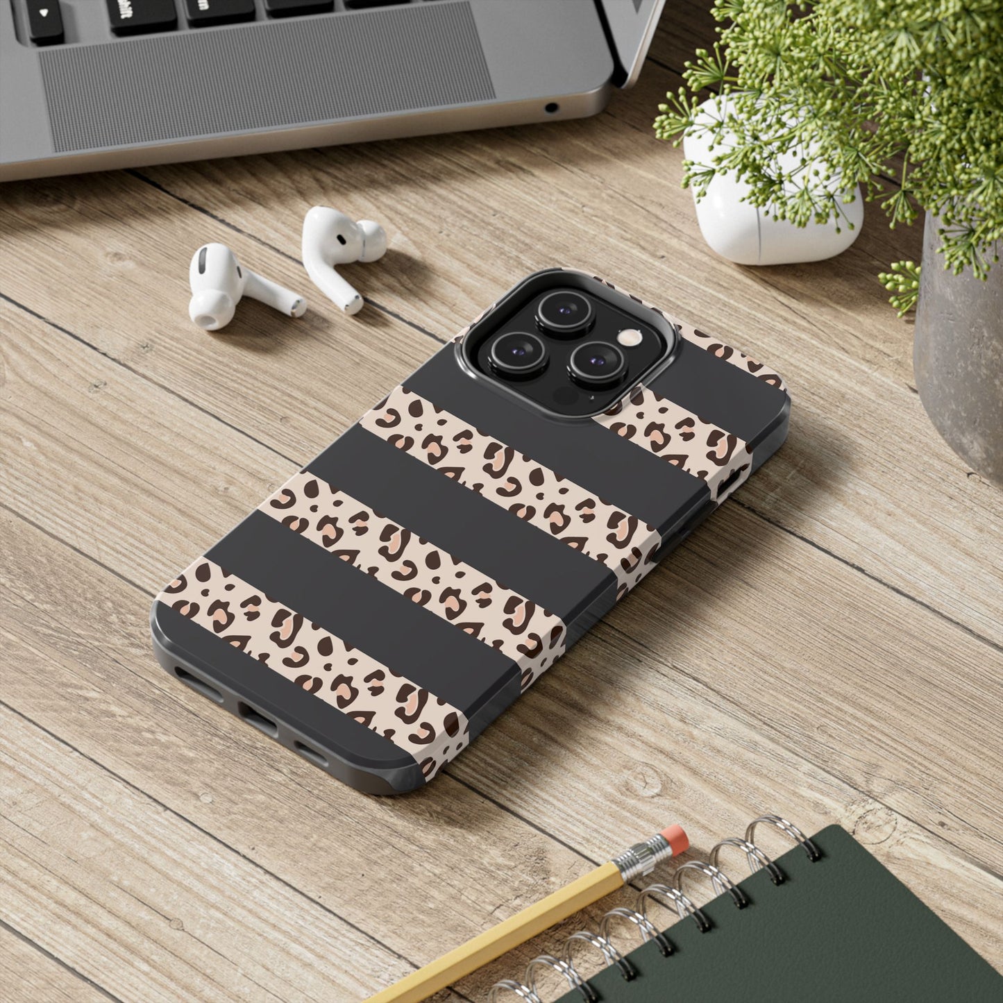 Cheetah Print Striped iPhone Case – Black Striped Cheetah Print Aesthetic