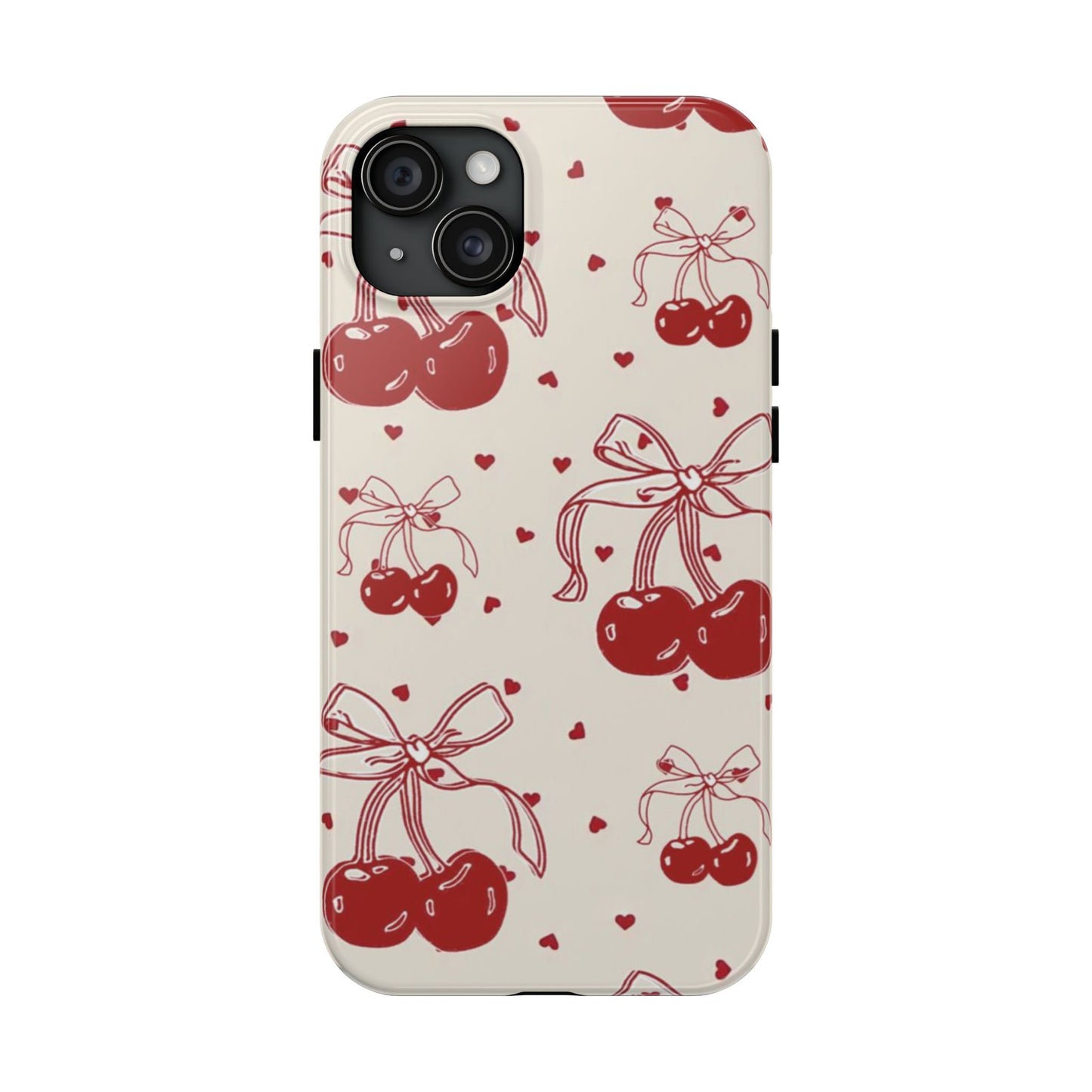 Red Cherry Pattern Fashion Aesthetic Glossy Phone Case