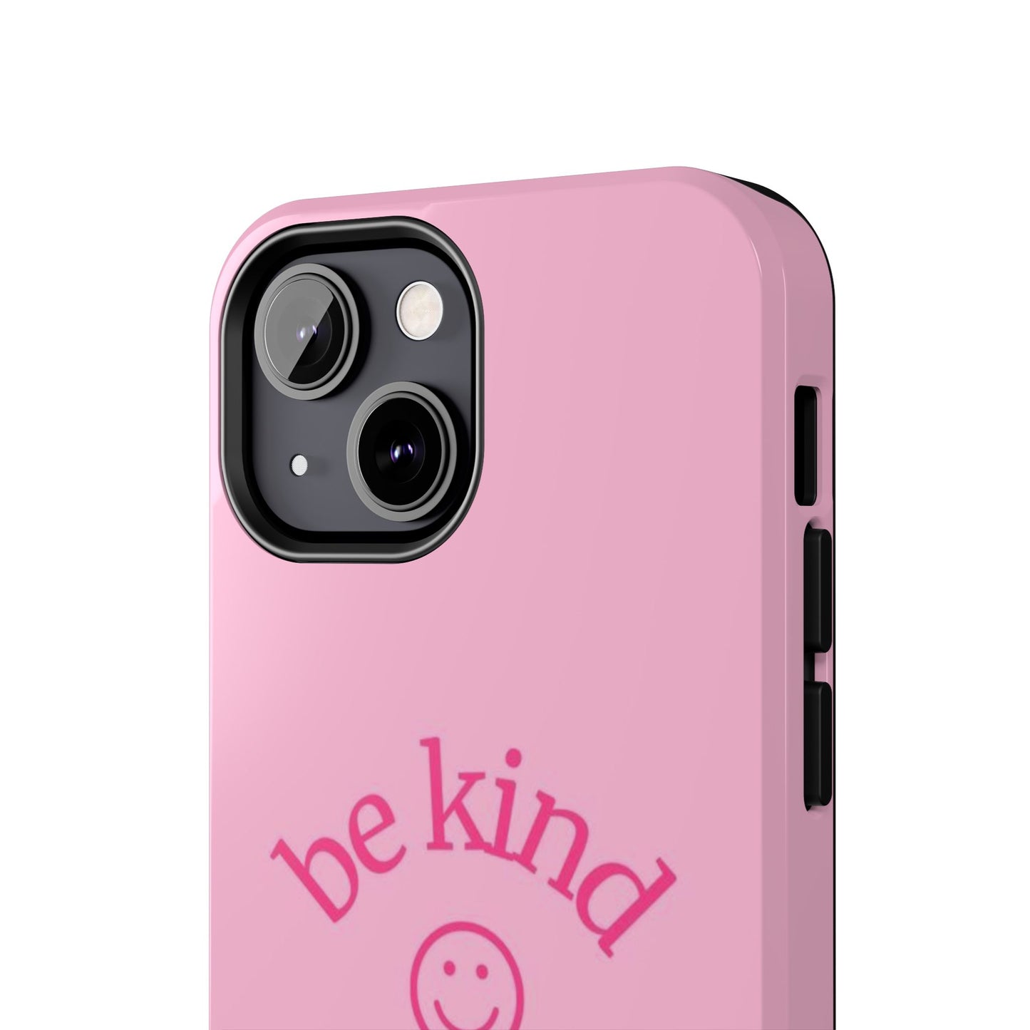 Be Kind Smiley Face Phone Case, Pink, Glossy