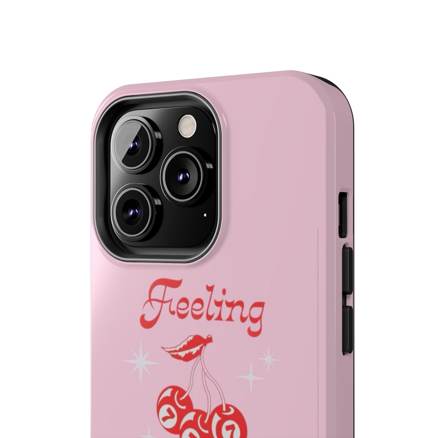 Feeling Lucky Pink Aesthetic Glossy Phone Case, Affirmations