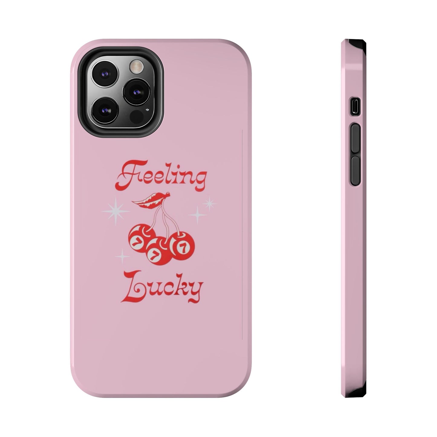 Feeling Lucky Pink Aesthetic Glossy Phone Case, Affirmations