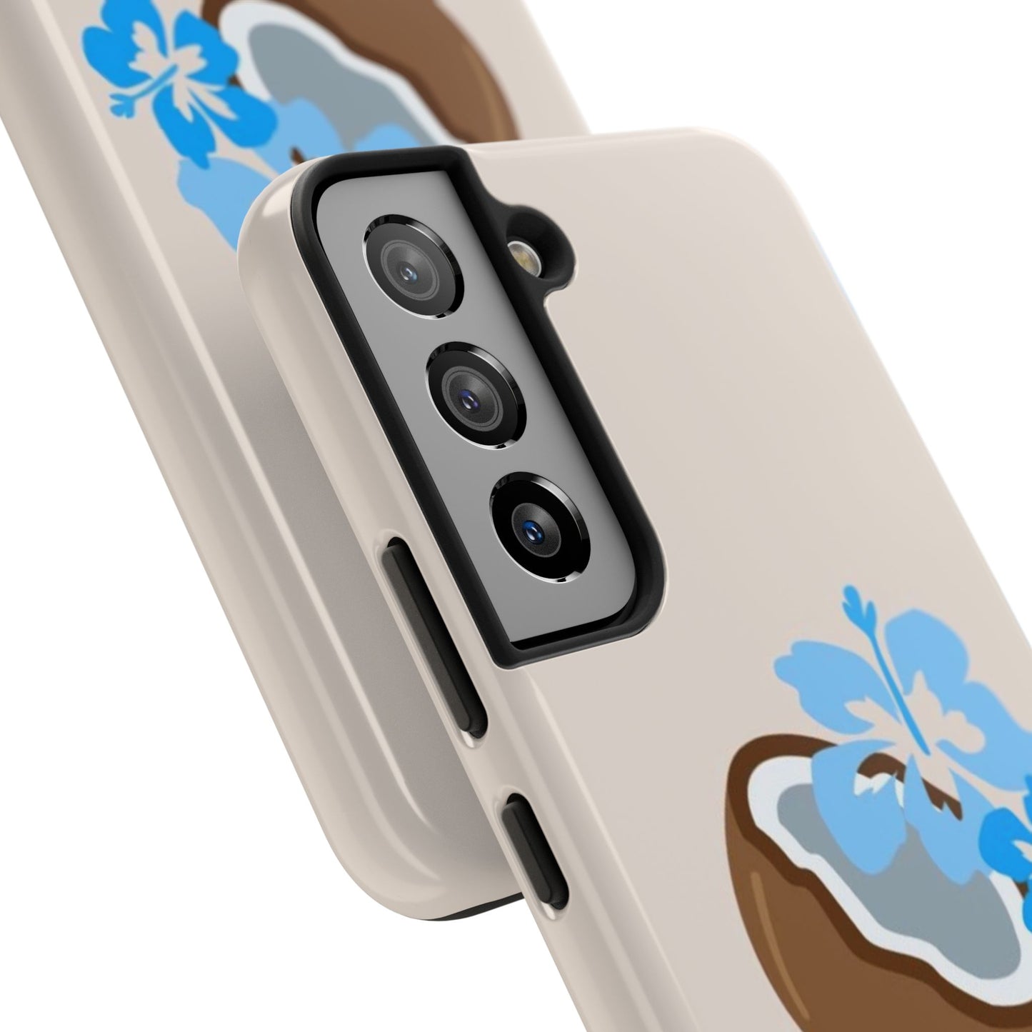 Hawaiian Cute Phone Case, Coconut, Hibiscus, Summery, Tropical, Clean Girl Aesthetic, Preppy, Glossy Phone Case