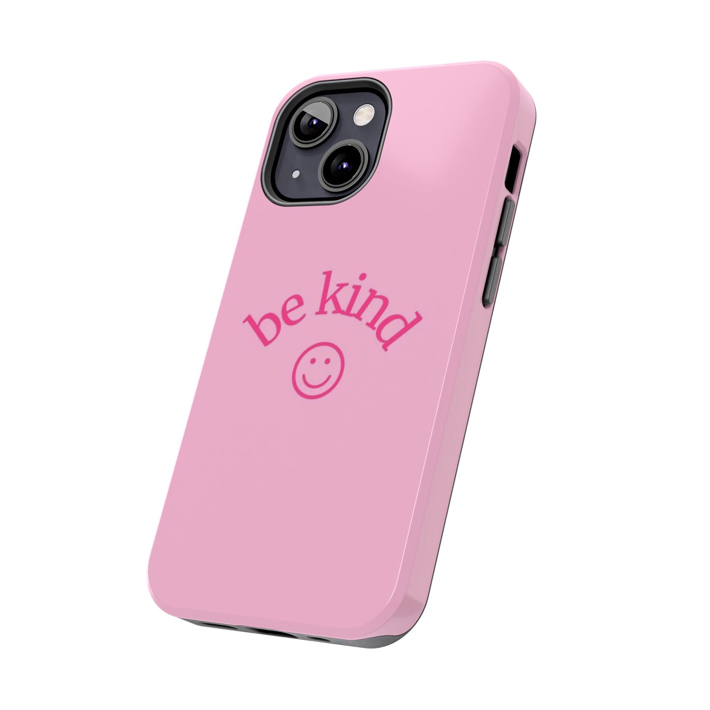 Be Kind Smiley Face Phone Case, Pink, Glossy
