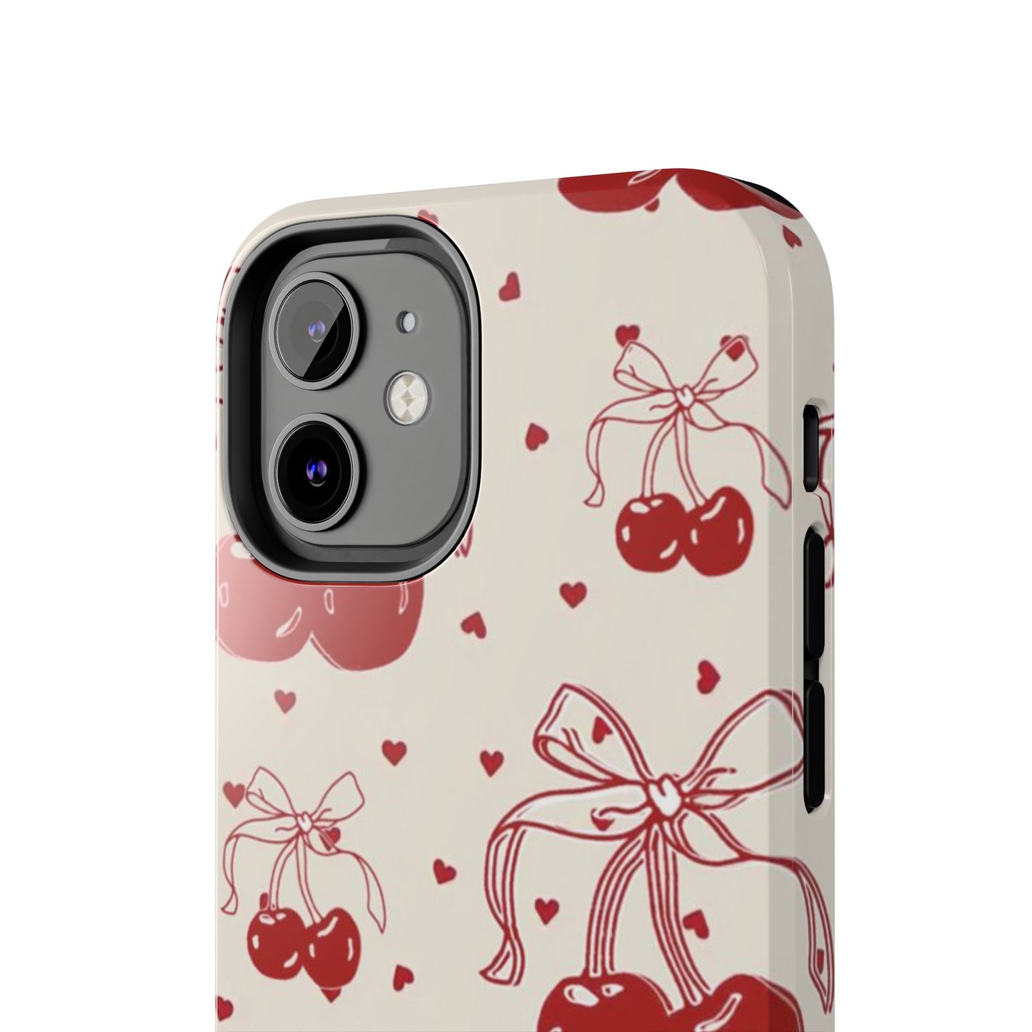 Red Cherry Pattern Fashion Aesthetic Glossy Phone Case