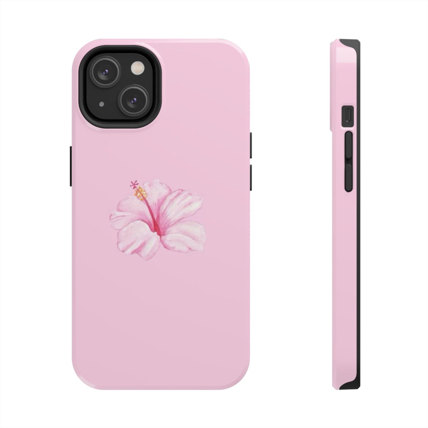 Hibiscus Flower Phone Case, Pink, Tropical, Hawaiin, Clean Girl Aesthetic, Preppy, Glossy Phone Case