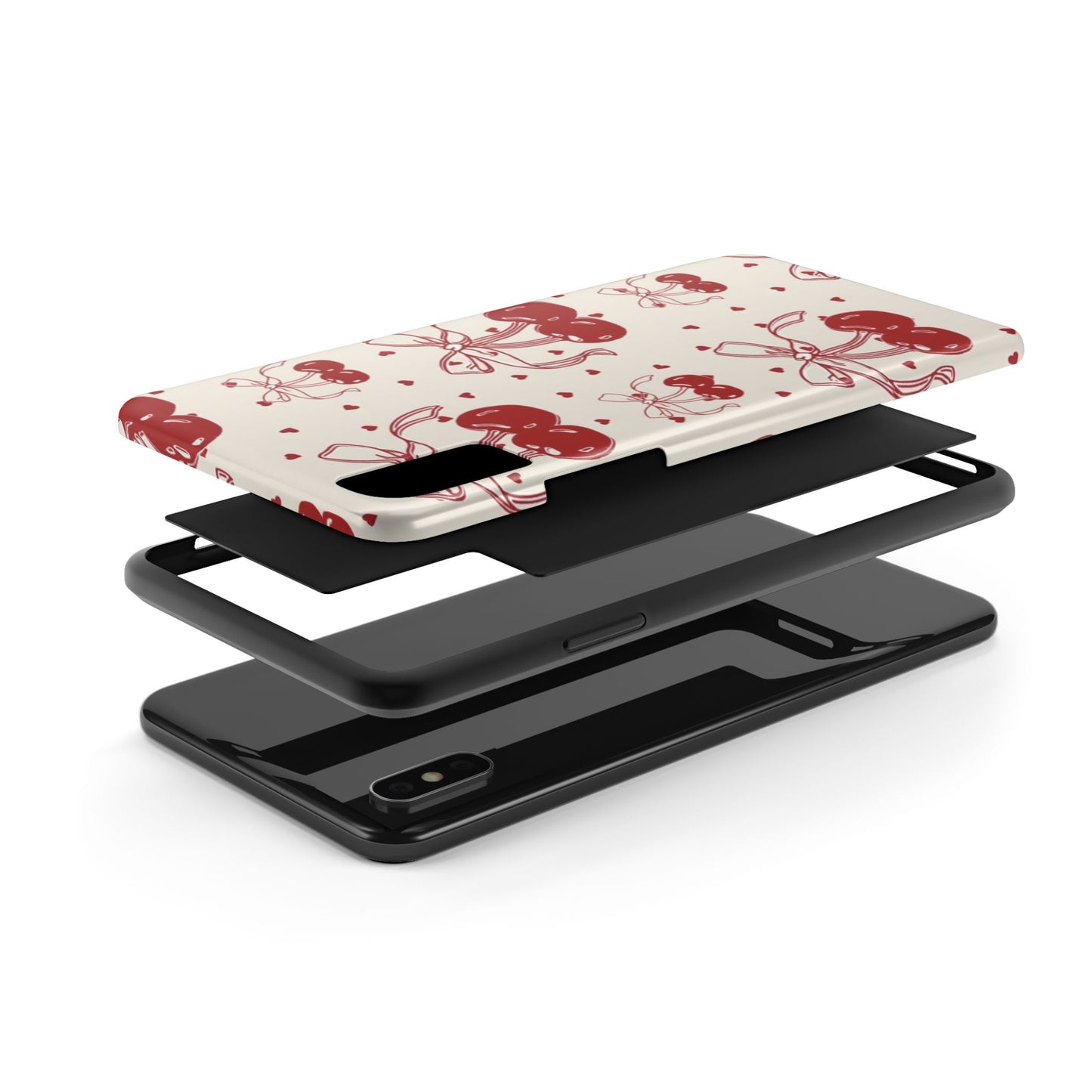Red Cherry Pattern Fashion Aesthetic Glossy Phone Case