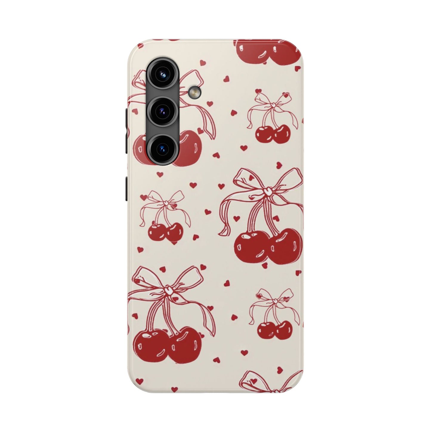 Red Cherry Pattern Fashion Aesthetic Glossy Phone Case