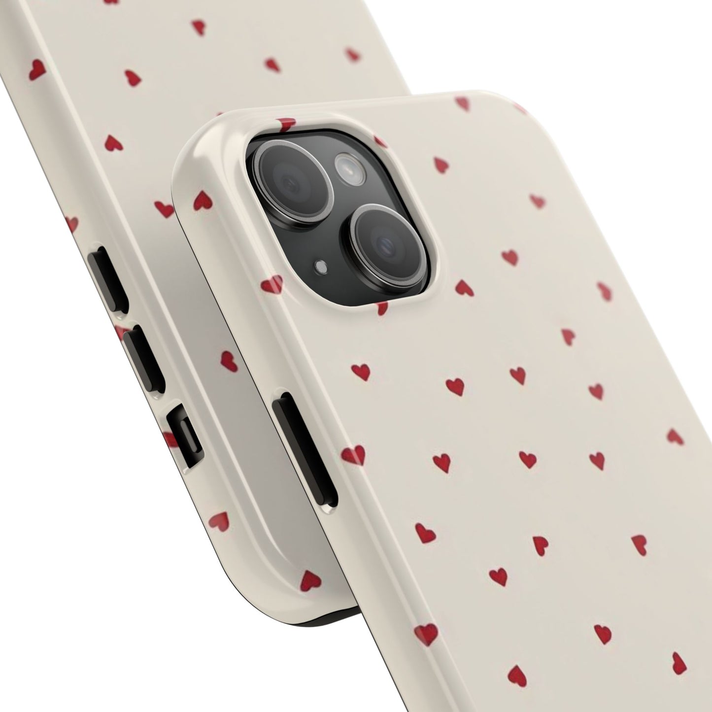 Glossy Phone Case, Red Heart Print, Coquette, Aesthetic Phone Case