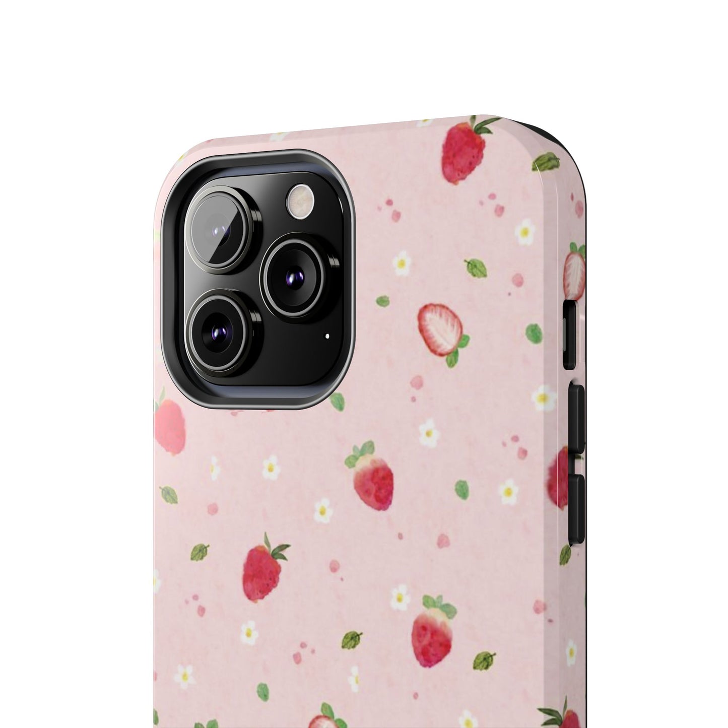 Strawberry Coquette Phone Case, Pink, Farmcore, Garden, Fairy, Spring Vibes, Fruit, Cute, Clean Girl, Glossy Phone Case