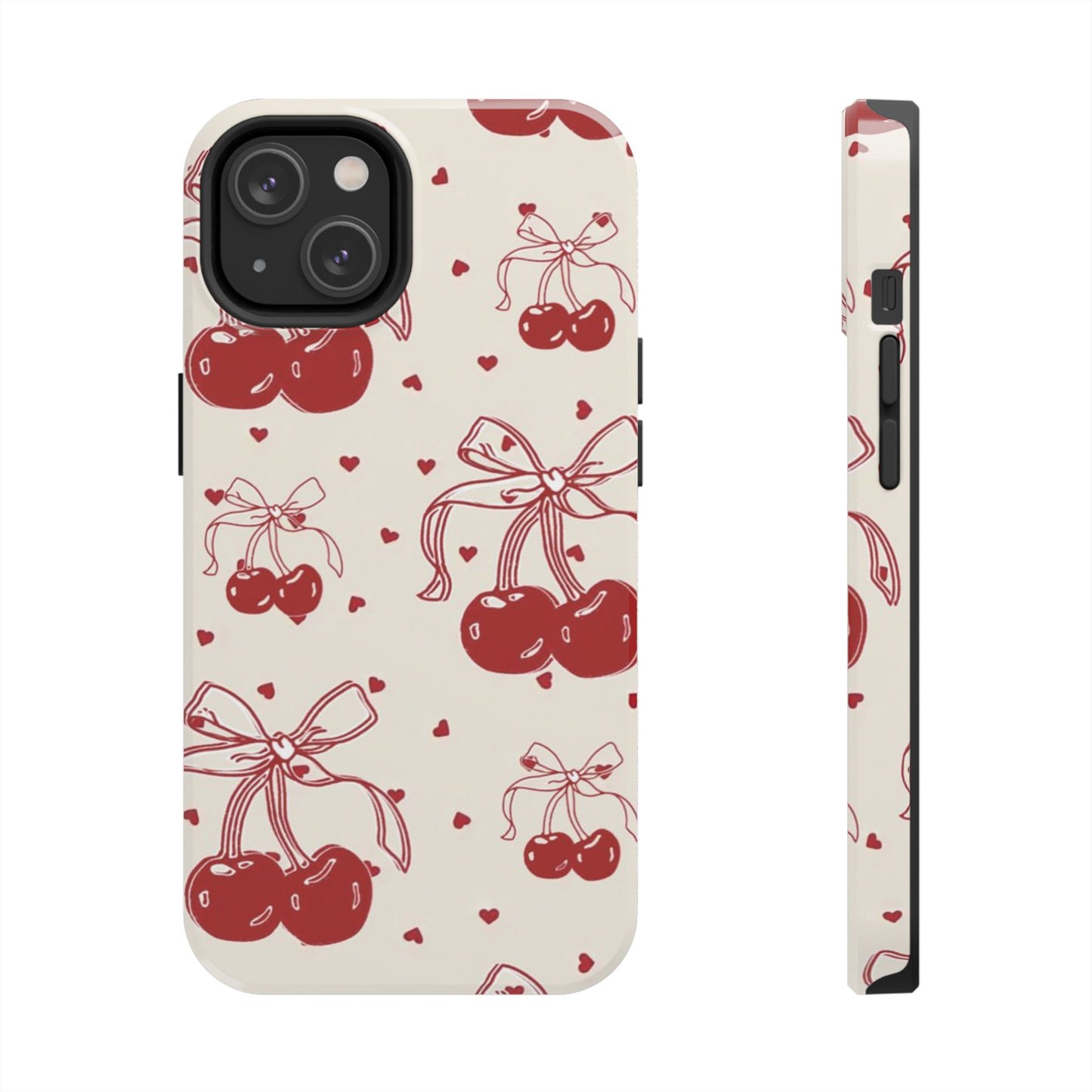 Red Cherry Pattern Fashion Aesthetic Glossy Phone Case
