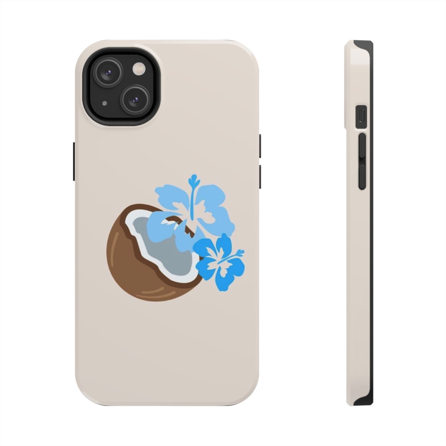Hawaiian Cute Phone Case, Coconut, Hibiscus, Summery, Tropical, Clean Girl Aesthetic, Preppy, Glossy Phone Case