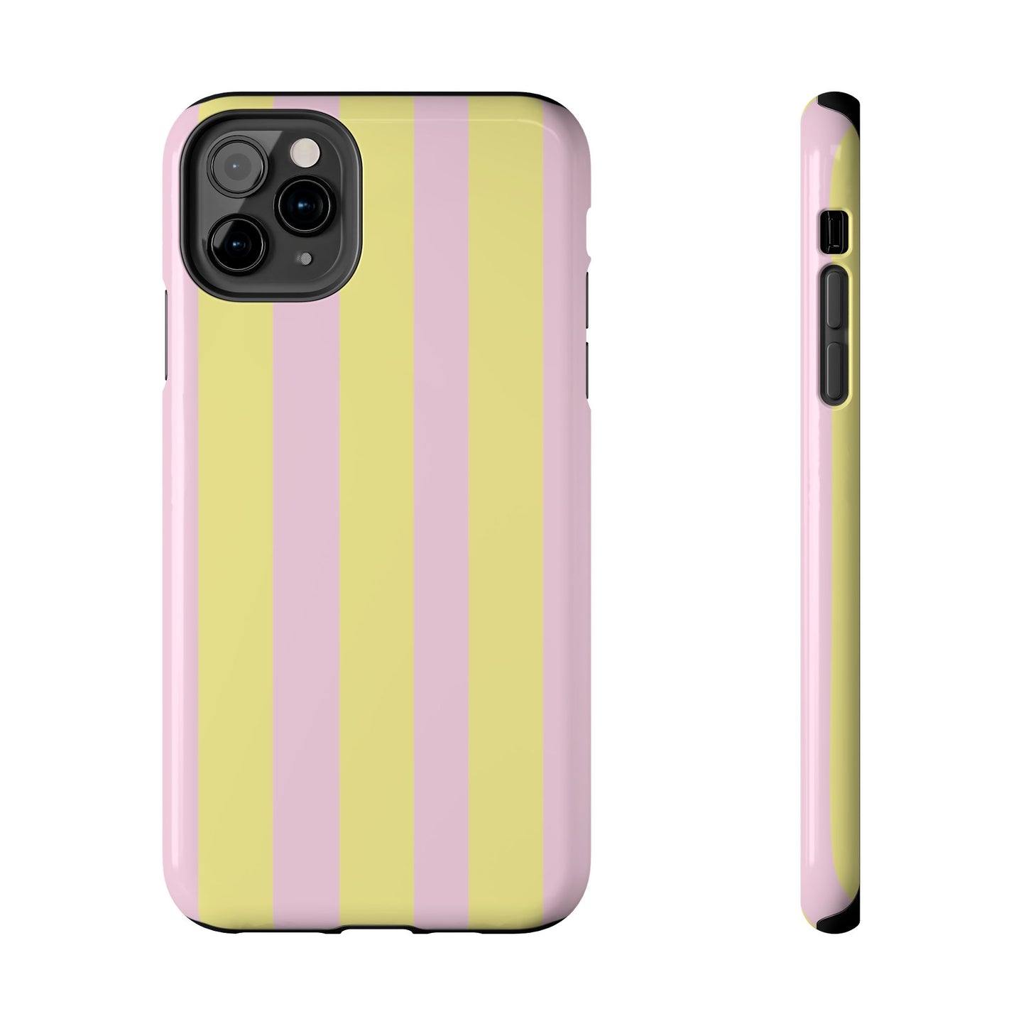 Pastel striped phone case, Pink and yellow stripes