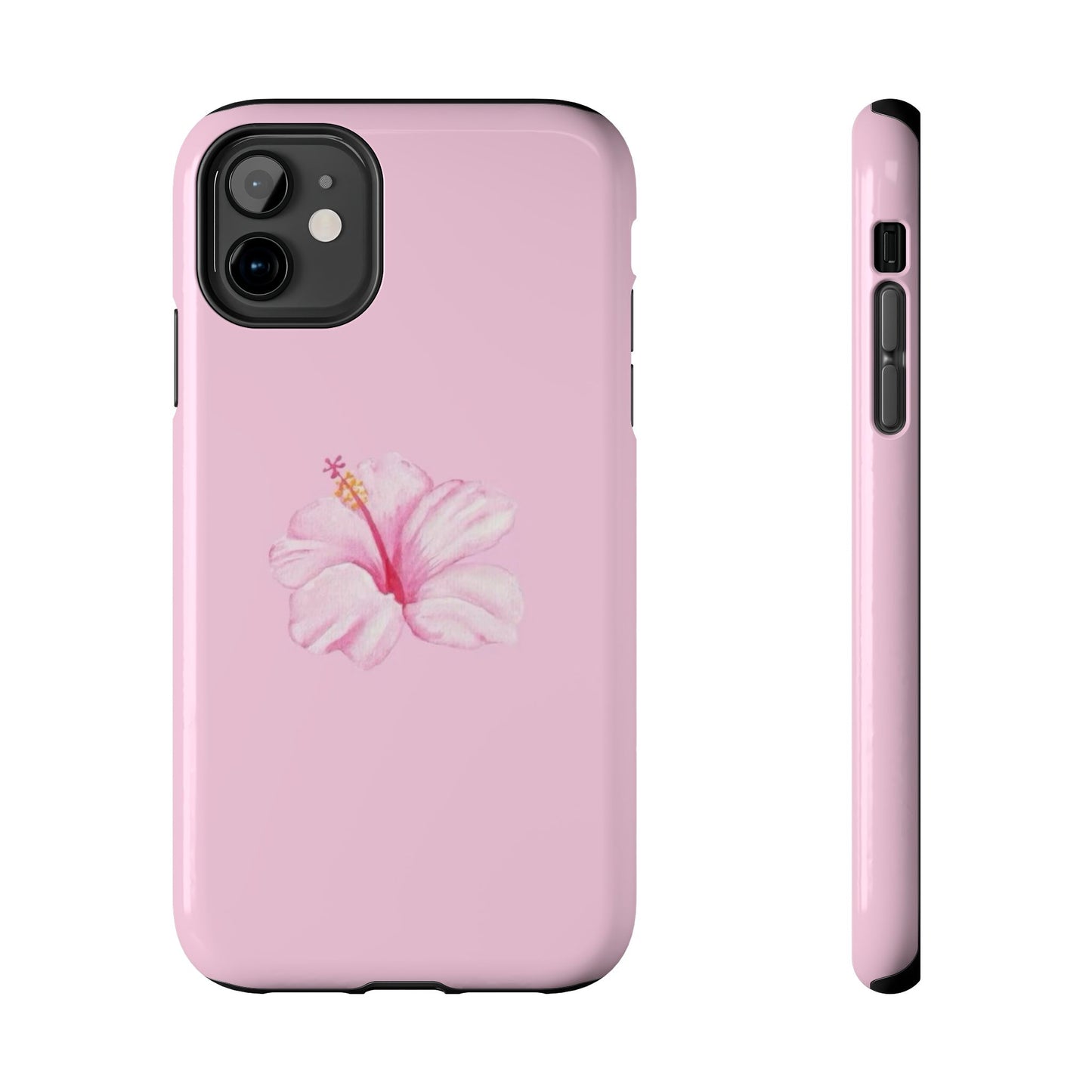 Hibiscus Flower Phone Case, Pink, Tropical, Hawaiin, Clean Girl Aesthetic, Preppy, Glossy Phone Case