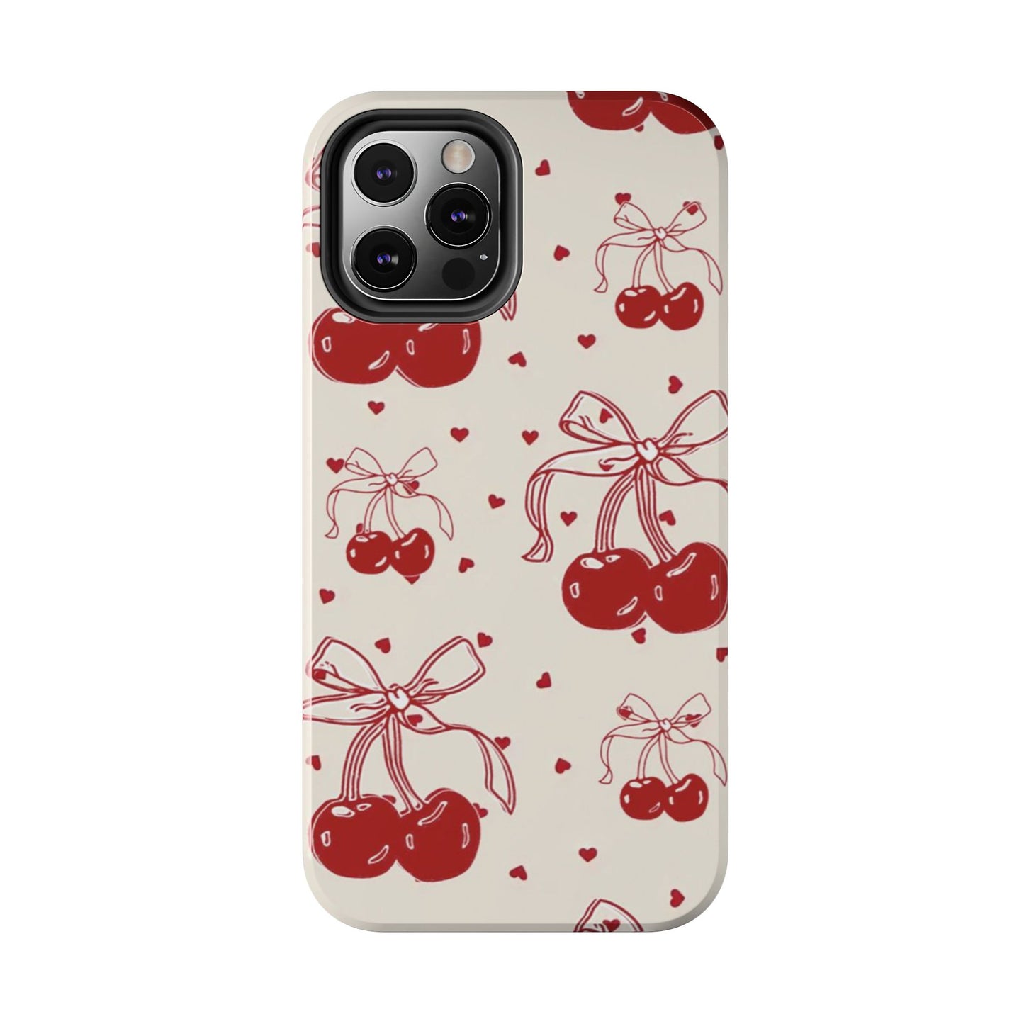 Red Cherry Pattern Fashion Aesthetic Glossy Phone Case