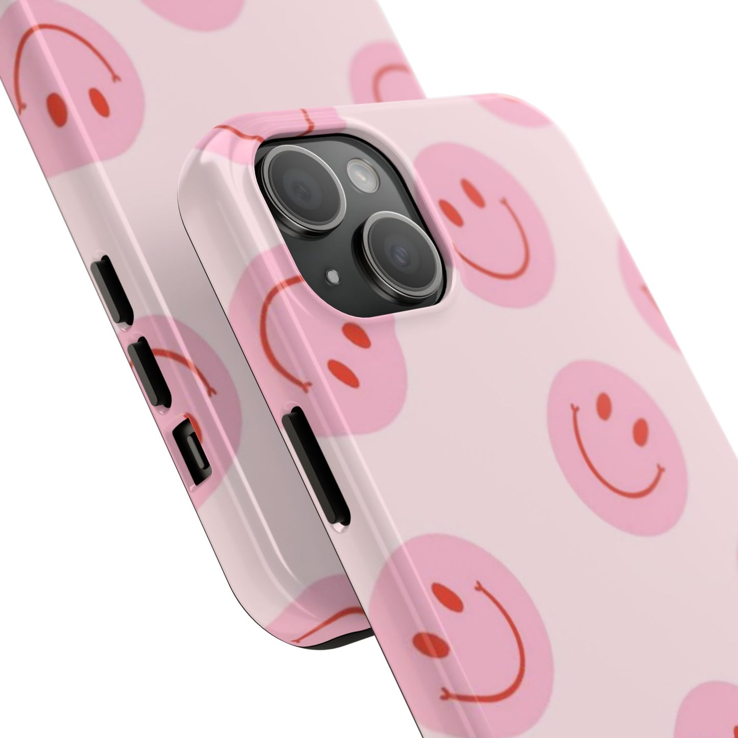 Smiley Face Pink Aesthetic Glossy Phone Case