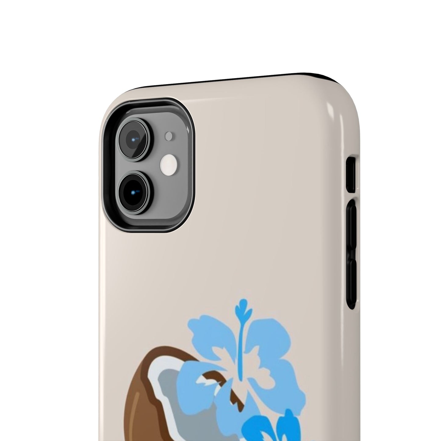 Hawaiian Cute Phone Case, Coconut, Hibiscus, Summery, Tropical, Clean Girl Aesthetic, Preppy, Glossy Phone Case