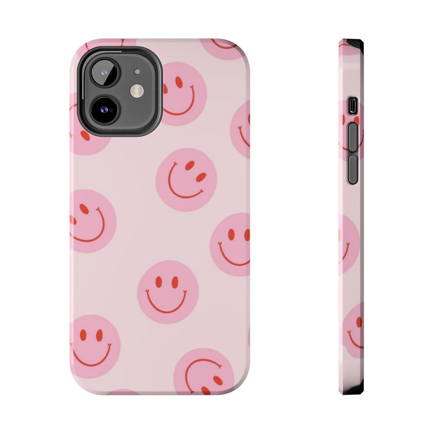 Smiley Face Pink Aesthetic Glossy Phone Case