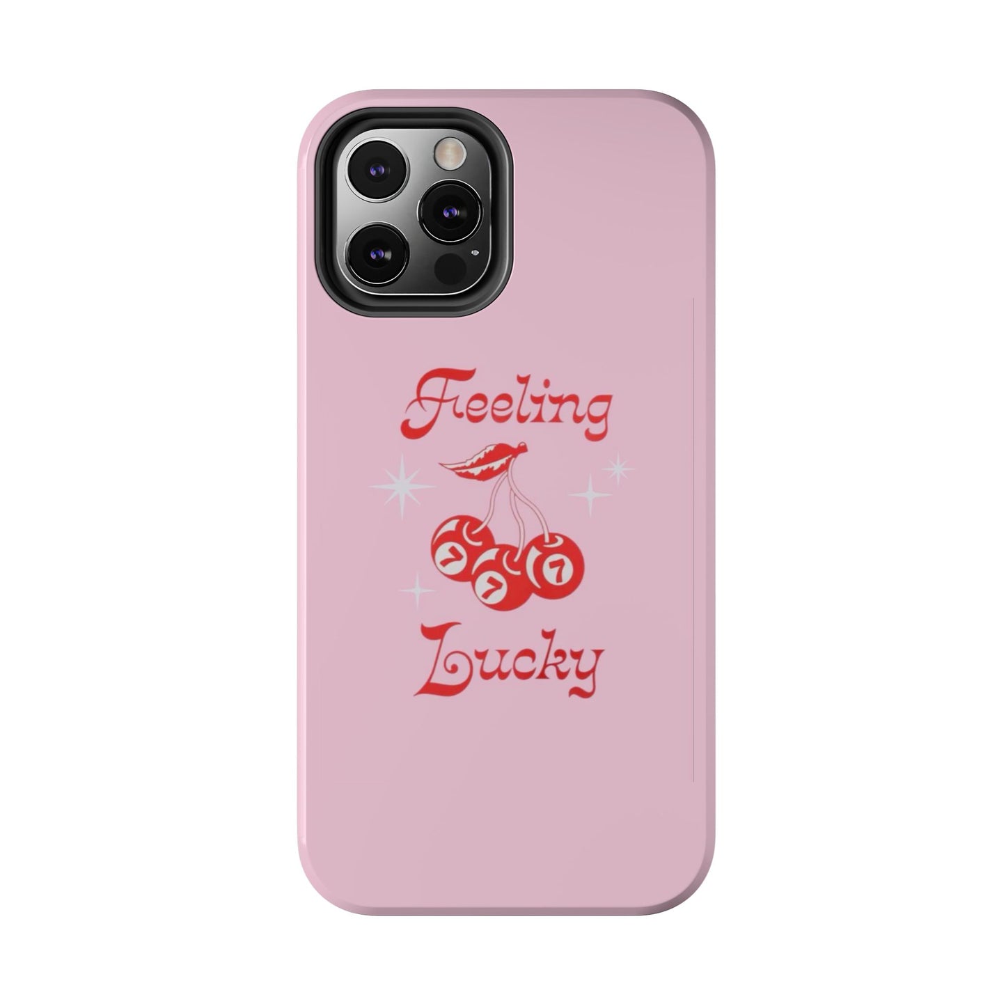 Feeling Lucky Pink Aesthetic Glossy Phone Case, Affirmations