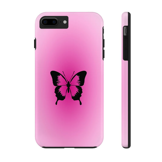 Cute Glossy Phone Case, Butterfly Pink Aura, Trendy, It Girl
