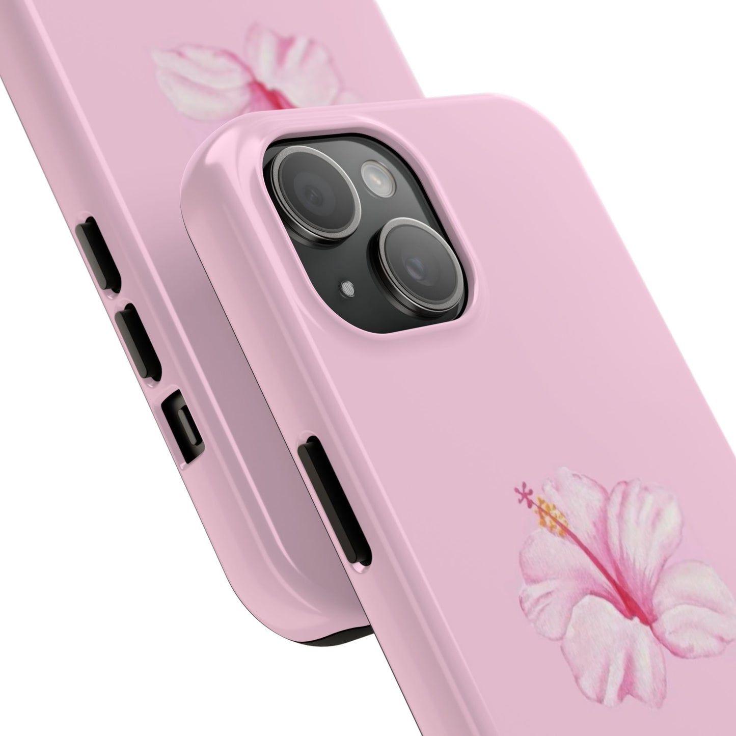 Hibiscus Flower Phone Case, Pink, Tropical, Hawaiin, Clean Girl Aesthetic, Preppy, Glossy Phone Case