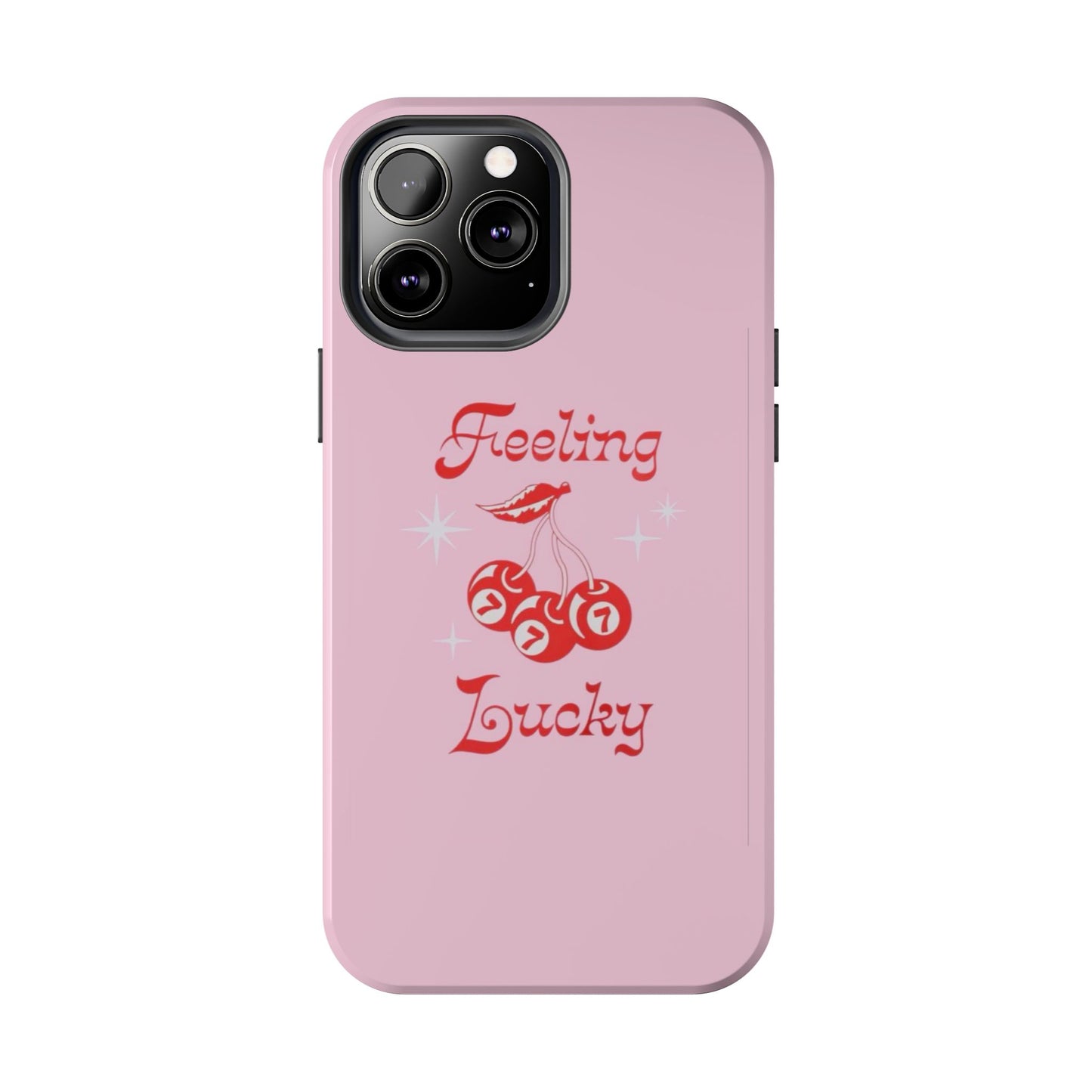 Feeling Lucky Pink Aesthetic Glossy Phone Case, Affirmations