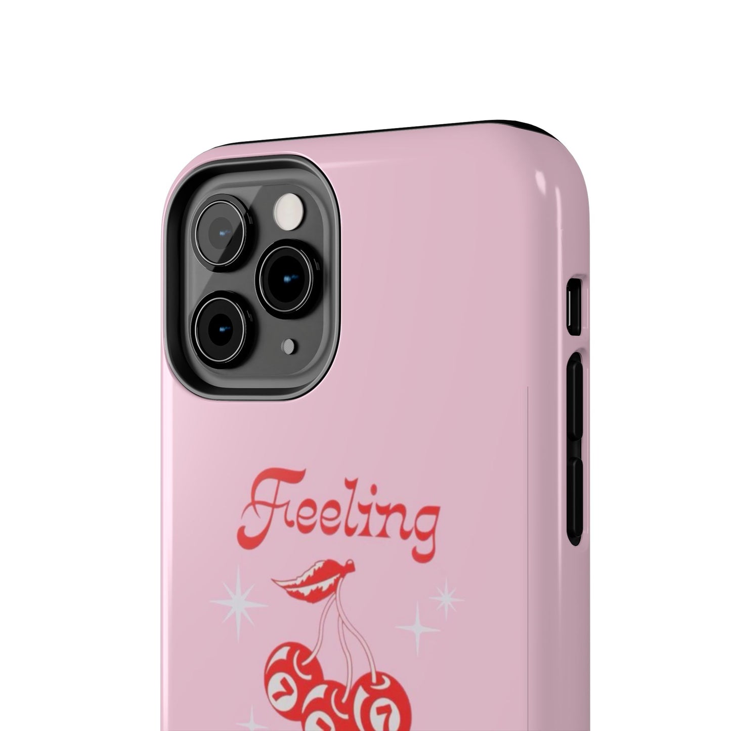 Feeling Lucky Pink Aesthetic Glossy Phone Case, Affirmations