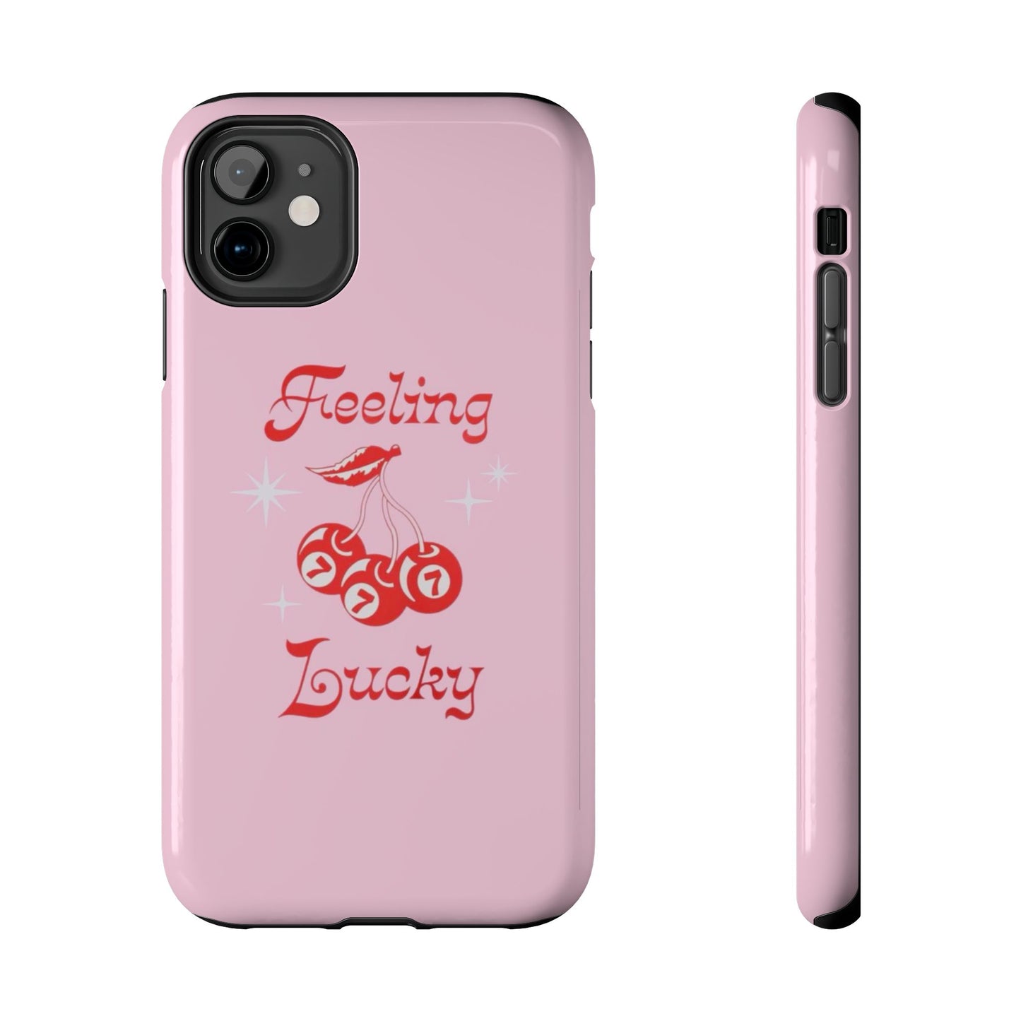 Feeling Lucky Pink Aesthetic Glossy Phone Case, Affirmations