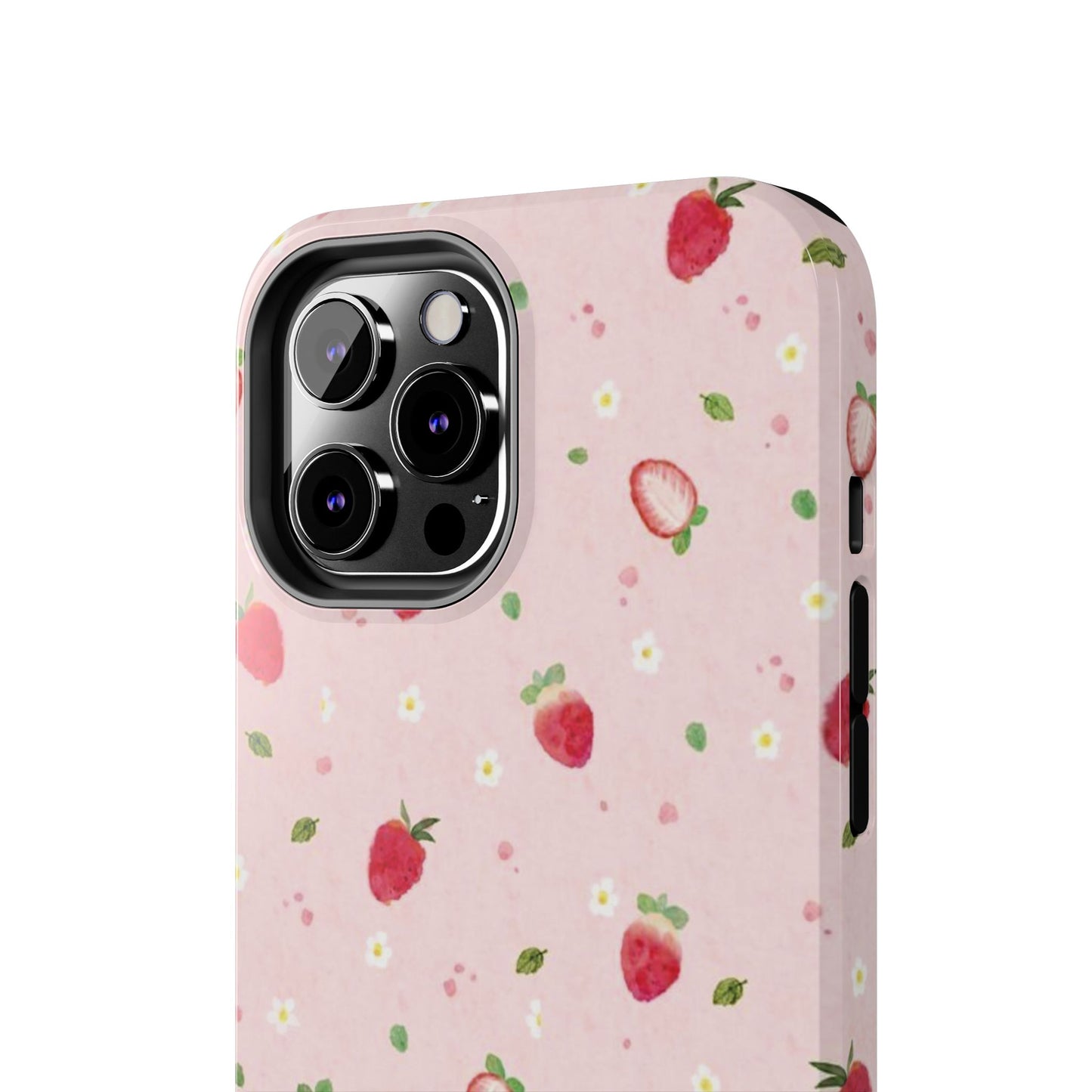 Strawberry Coquette Phone Case, Pink, Farmcore, Garden, Fairy, Spring Vibes, Fruit, Cute, Clean Girl, Glossy Phone Case