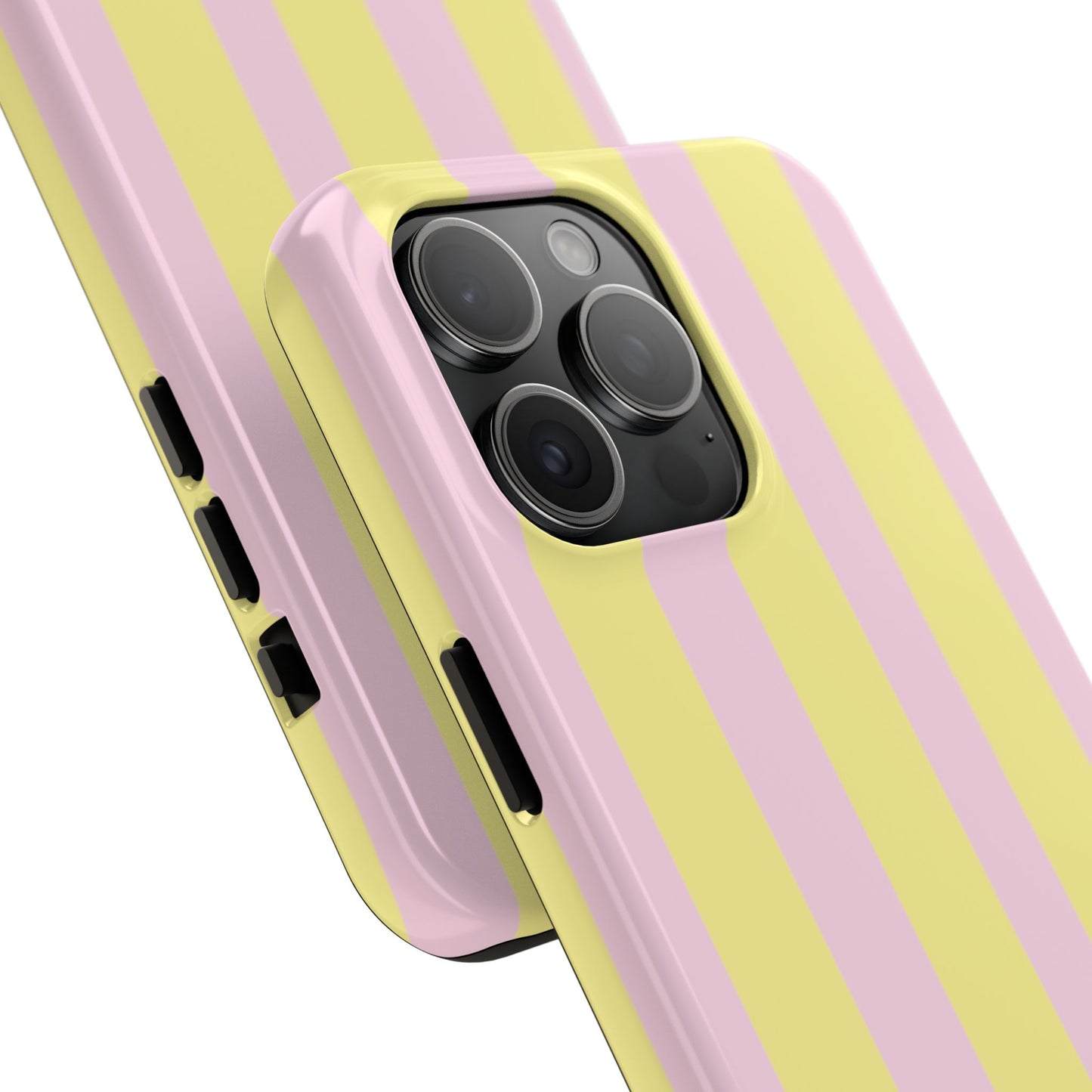 Pastel striped phone case, Pink and yellow stripes